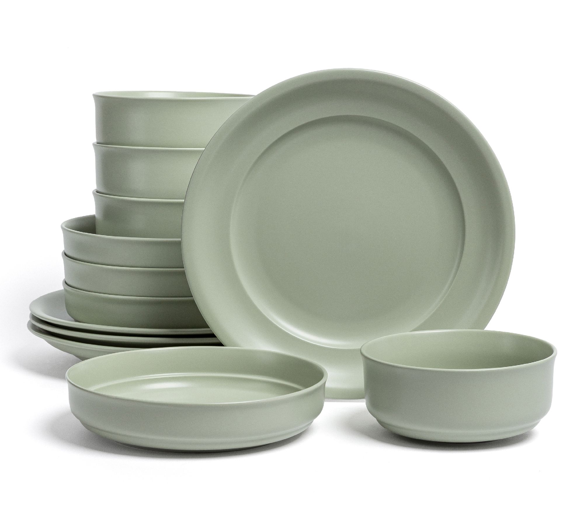 over&back Rimmed 12-Piece Semi-Matte StonewareDinnerware Set