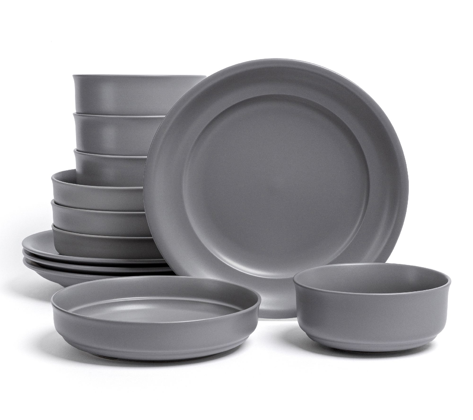 over&back Rimmed 12-Piece Semi-Matte Stonewareinnerware Set