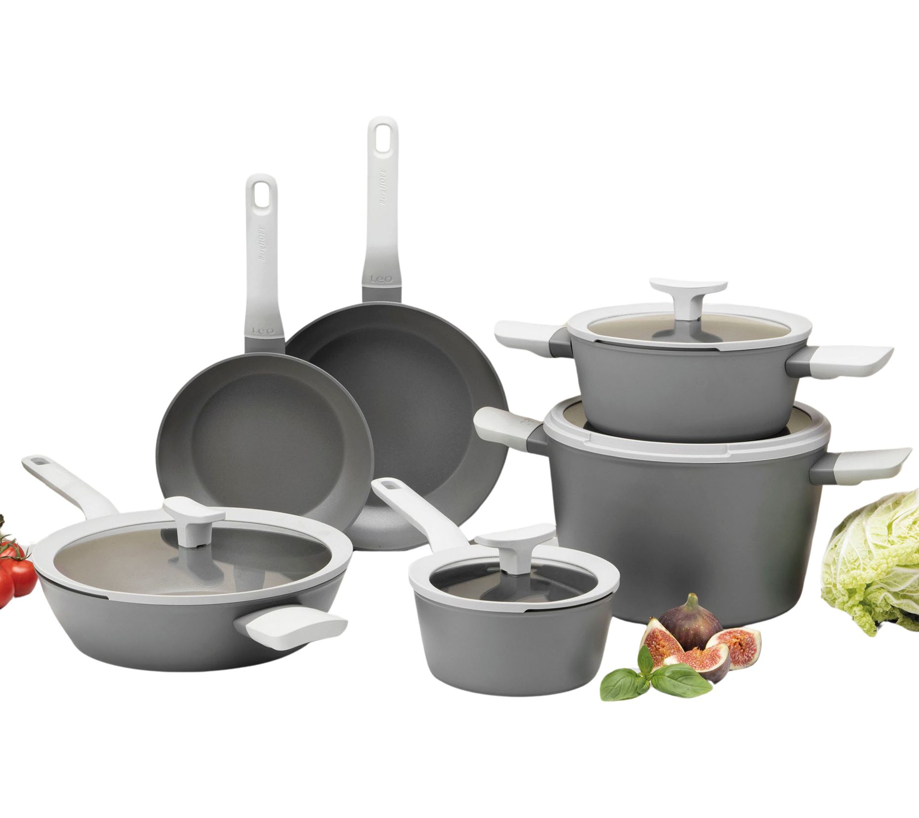 BergHOFF Leo 10Pc Nonstick Cookware Set With Glass lid