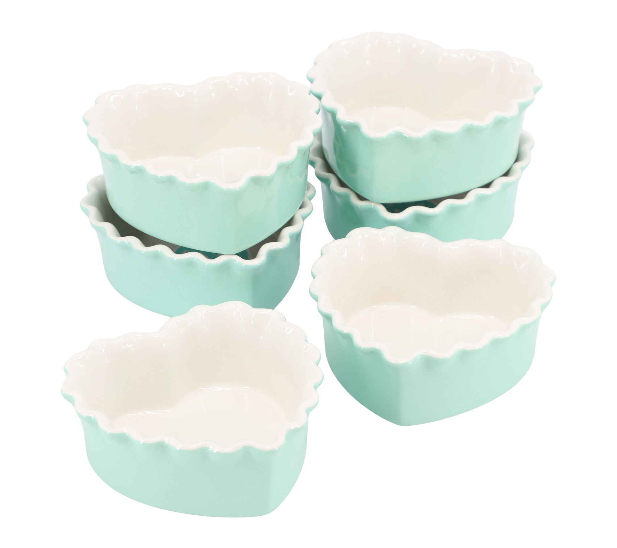 Martha Stewart Hartley 6pc 4.1in Heart Baker Set Blue