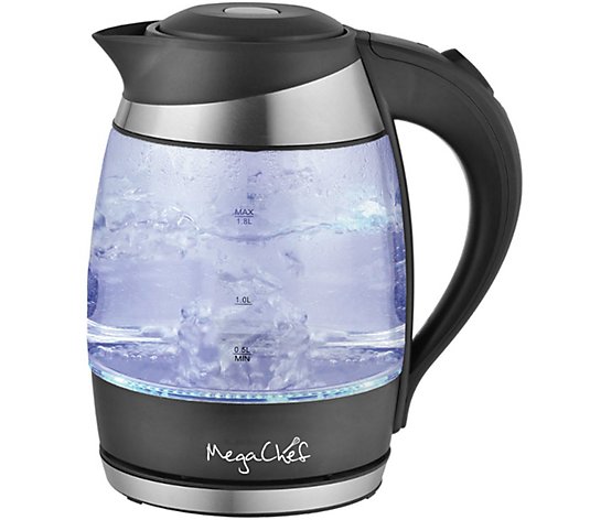 MegaChef 1.8-Liter Glass & Stainless Steel Electric Teakettle