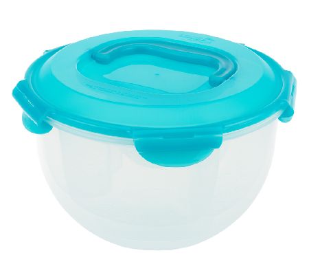Lock & Lock Round Travel Salad Bowl with Handle and Tray, 21-Cup
