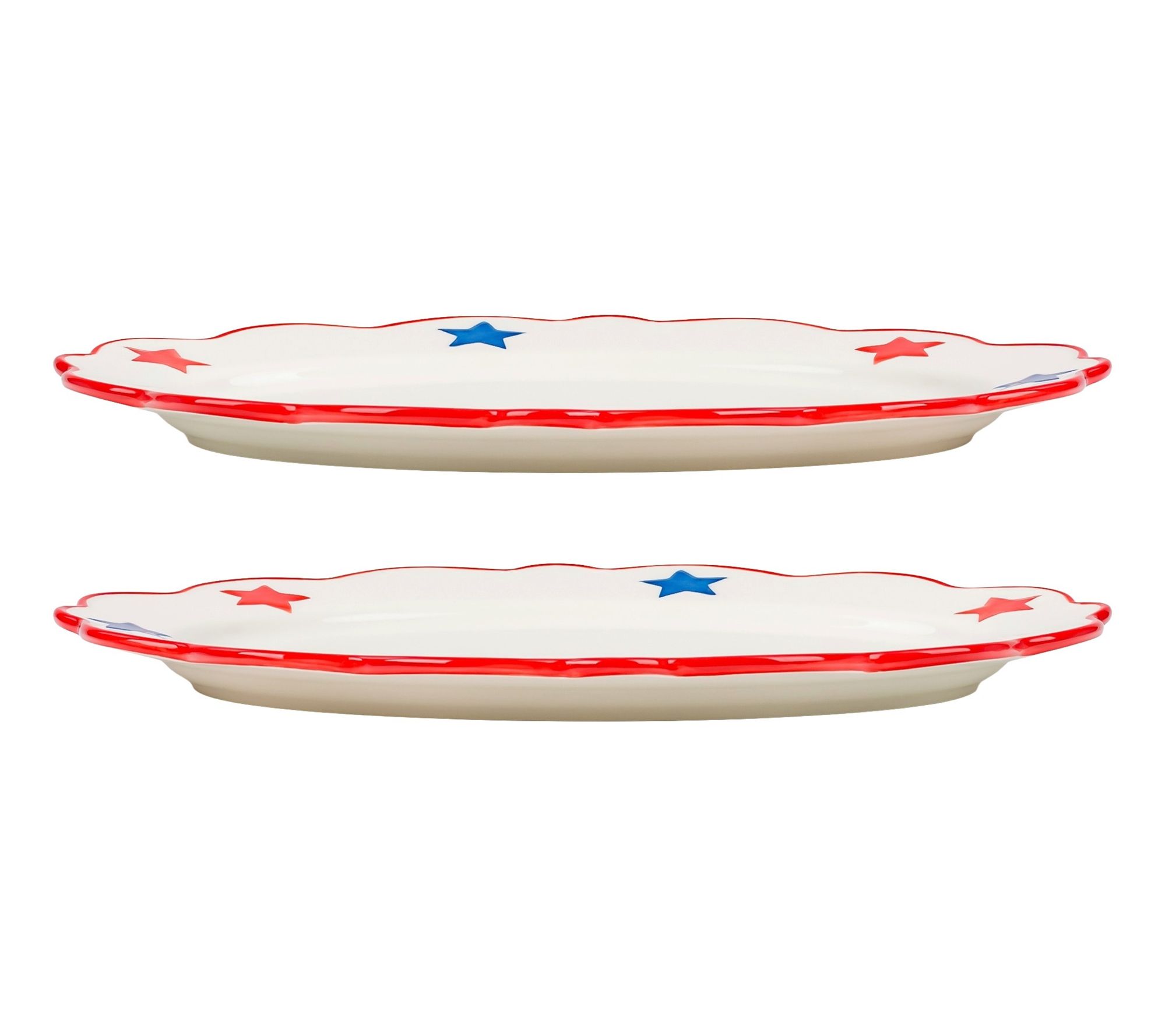 10 Strawberry Street Star-Spangled Serve Oval Platter, Set of