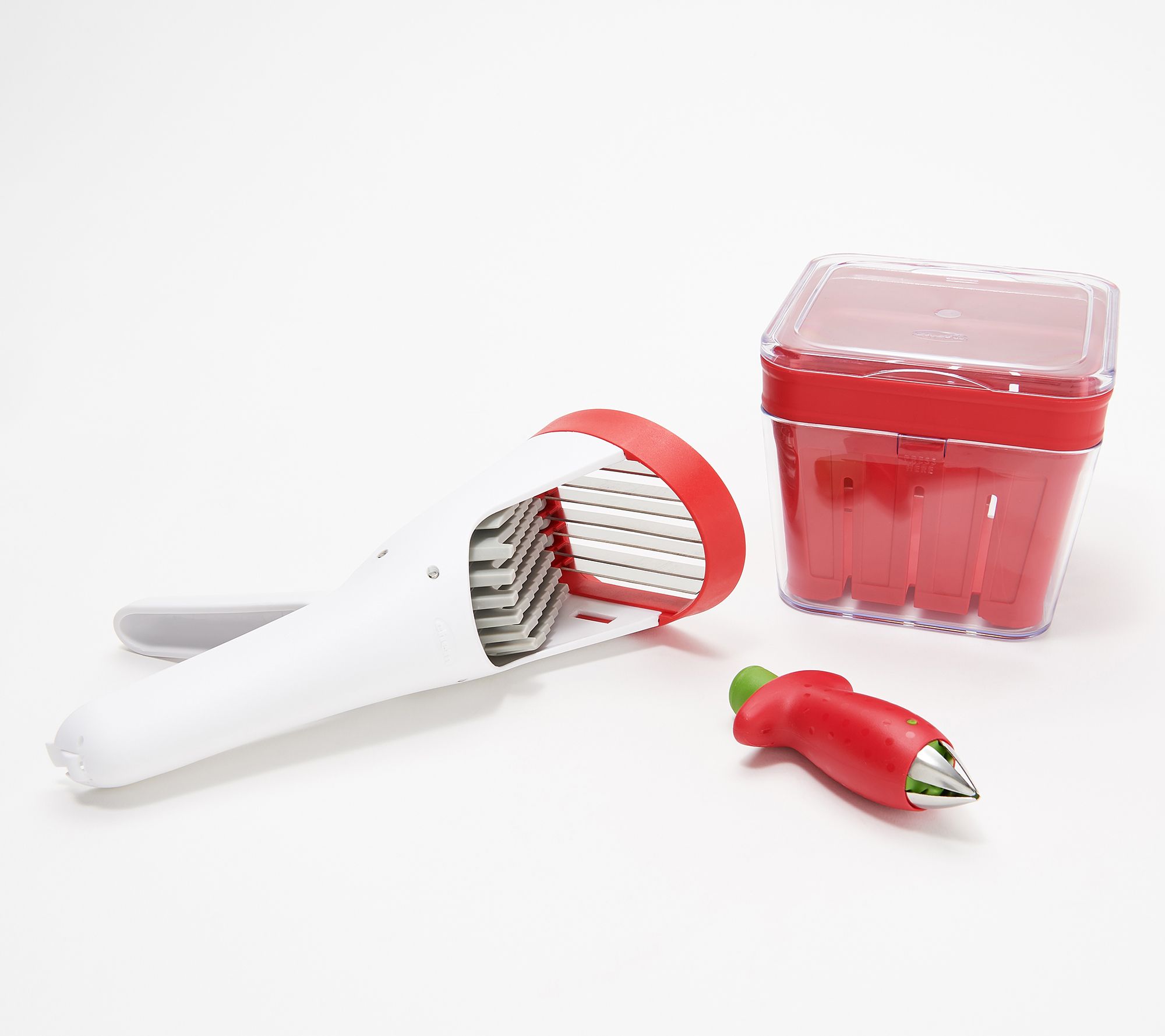 Chef'n Strawberry Slicester Strawberry Slicer StemGem Huller  Tool Set QVC NEW 