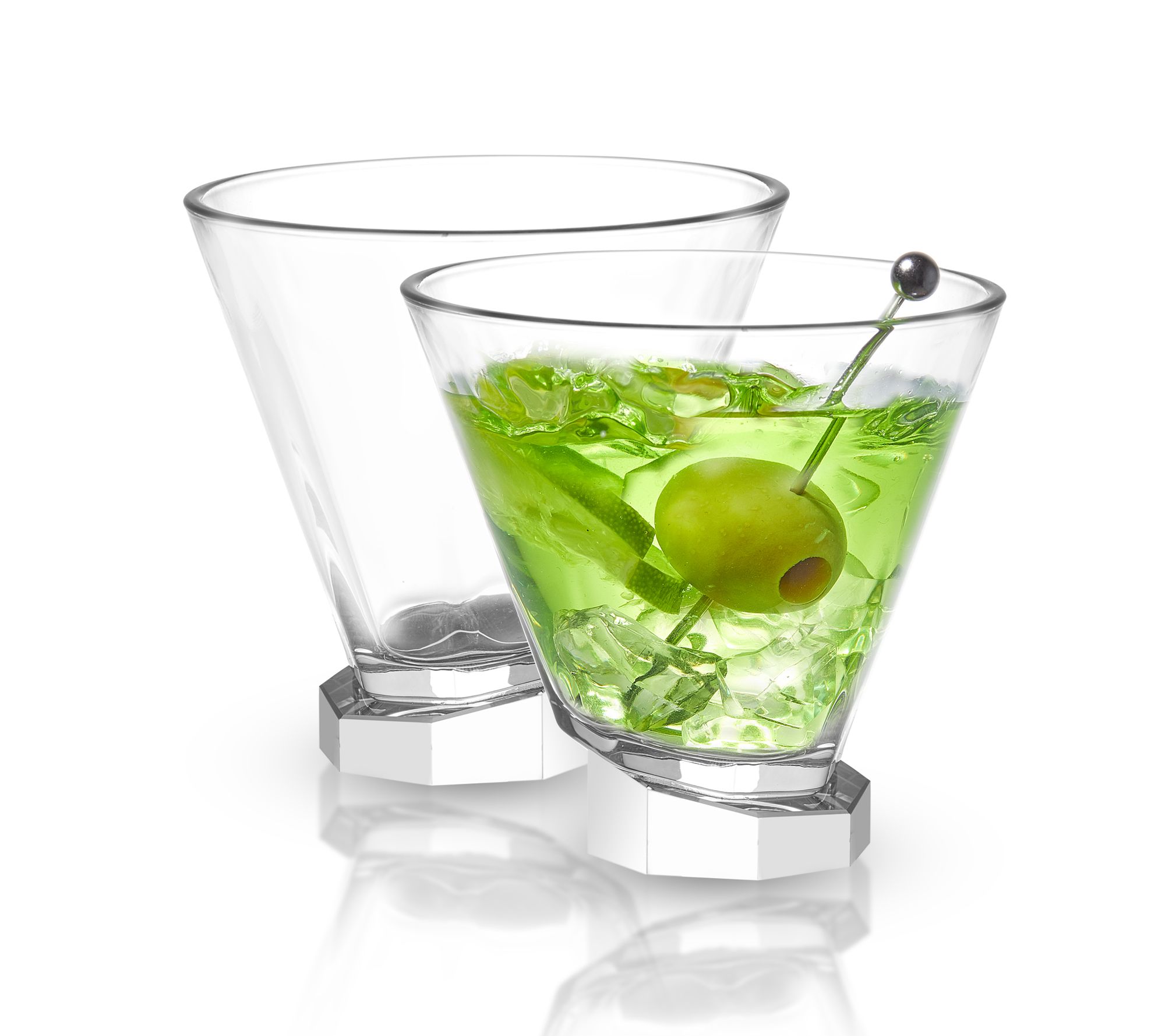 JoyJolt Set of 2 Aqua Vitae Octagon Off-Base Martini Glasses