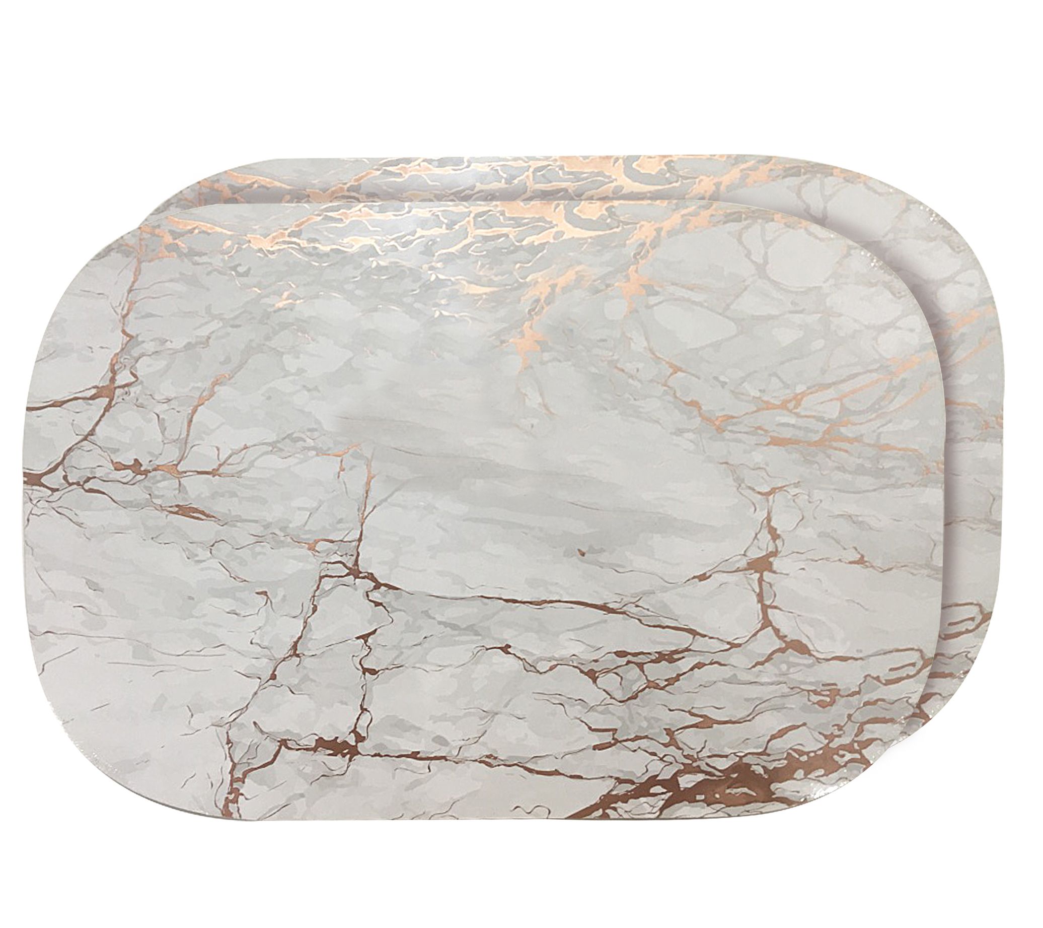 Dainty Home Set of (2) 18" Marble Cork Oval Placemats