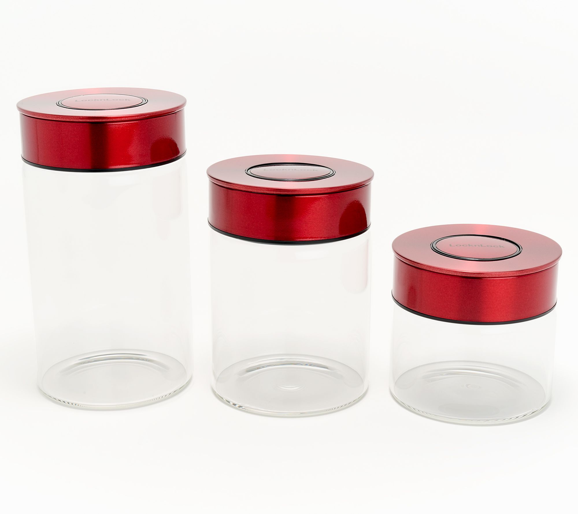 LocknLock 3-Piece Stainless Steel & Glass Push Lock Canisters