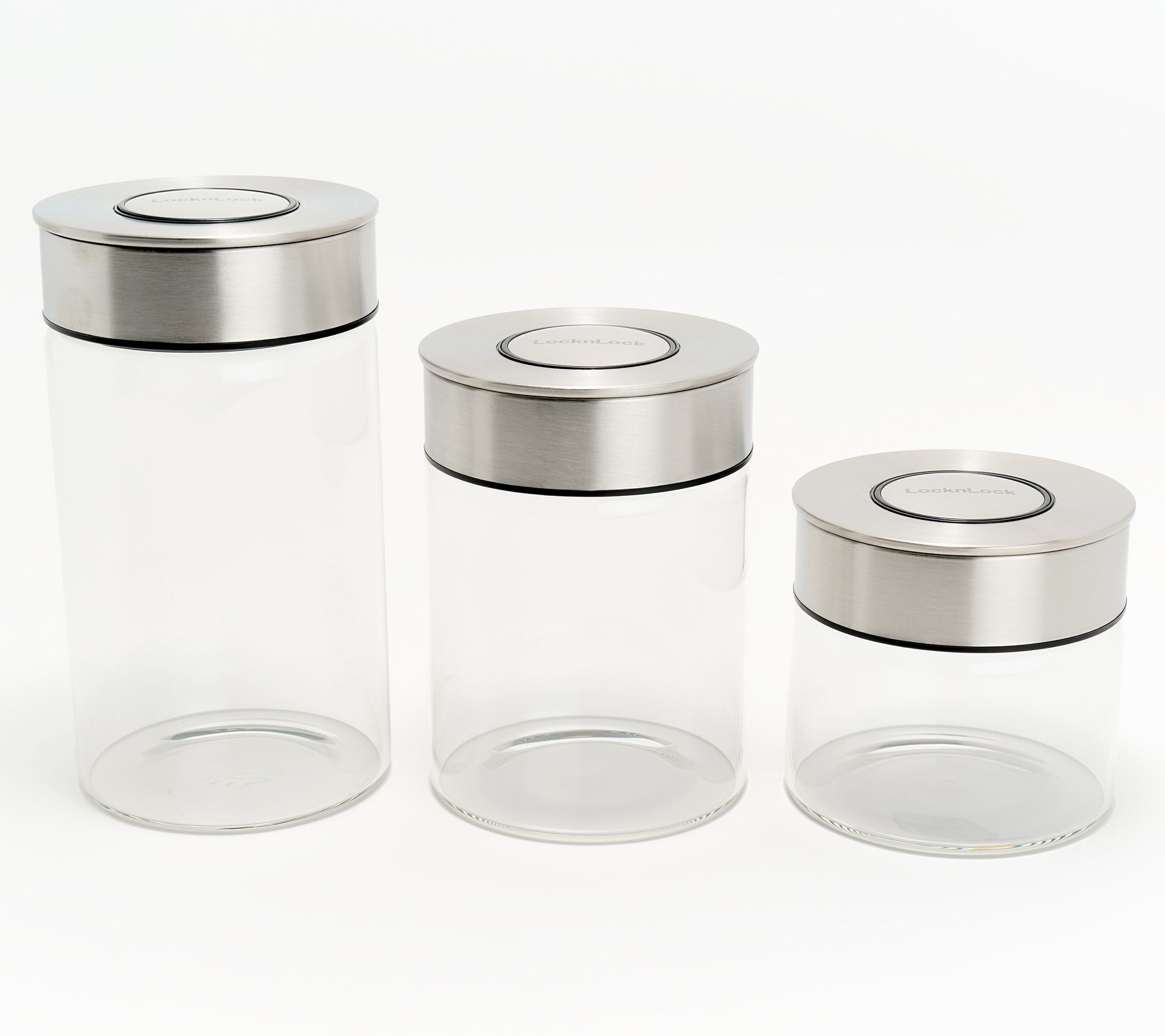 LocknLock 3-Piece Stainless Steel & Glass Push Lock Canisters
