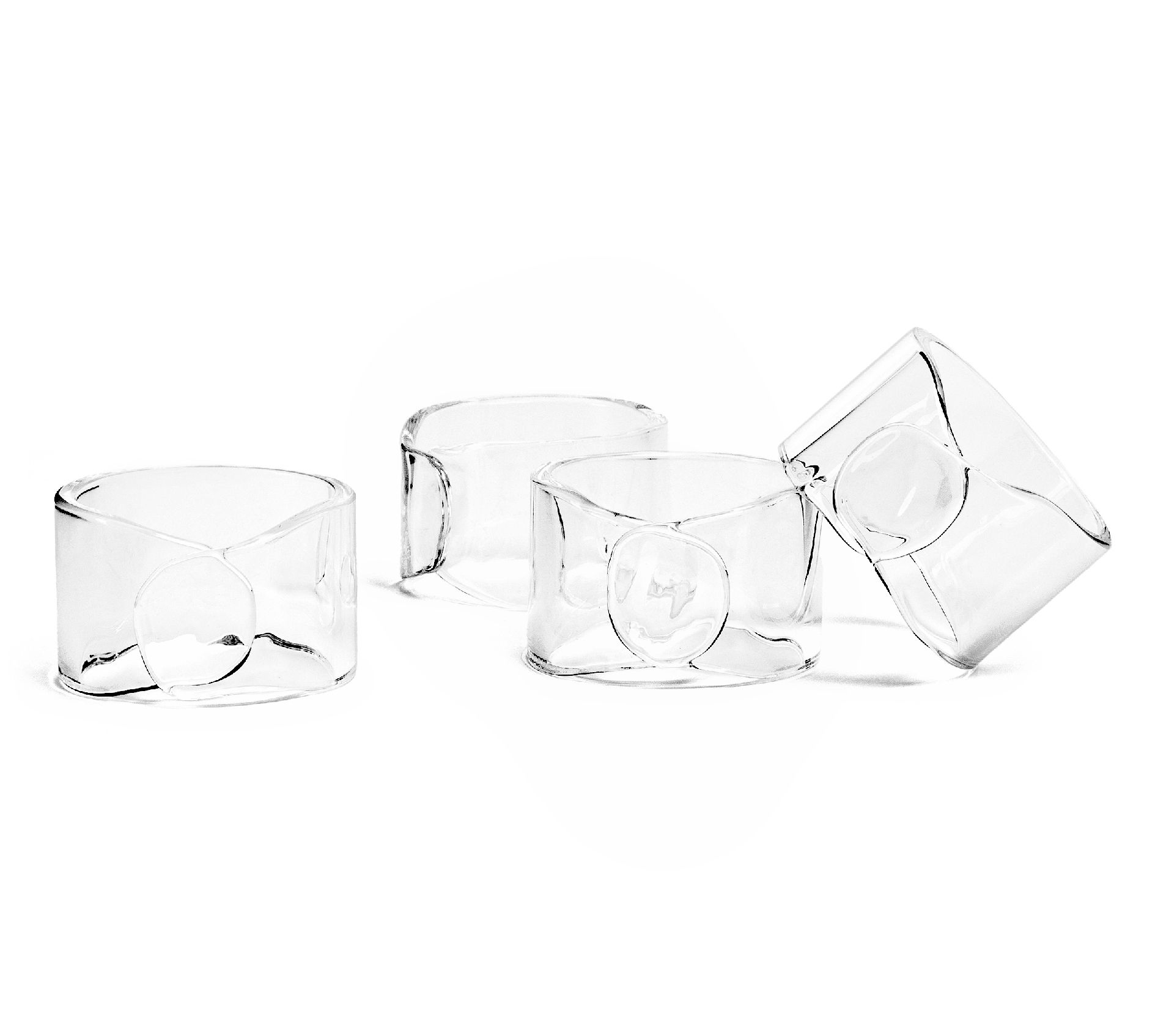 over&back Set of 4 Wide Hand-Shaped Glass Napkin Rings
