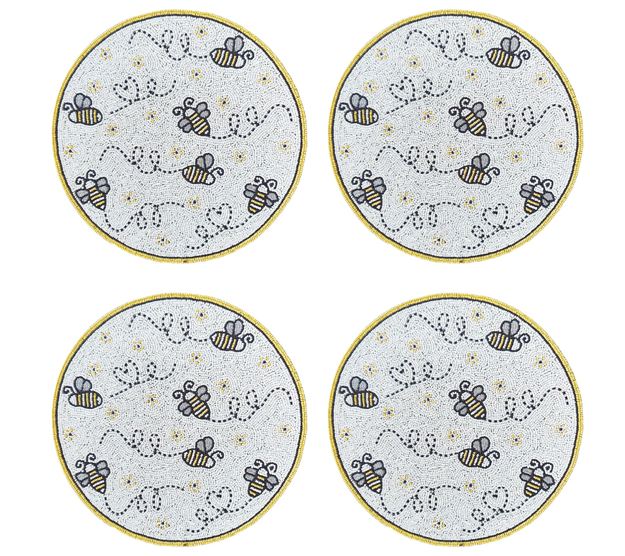 Temp-tations Seasonal Set of (4) 14" Round Beaded Placemats