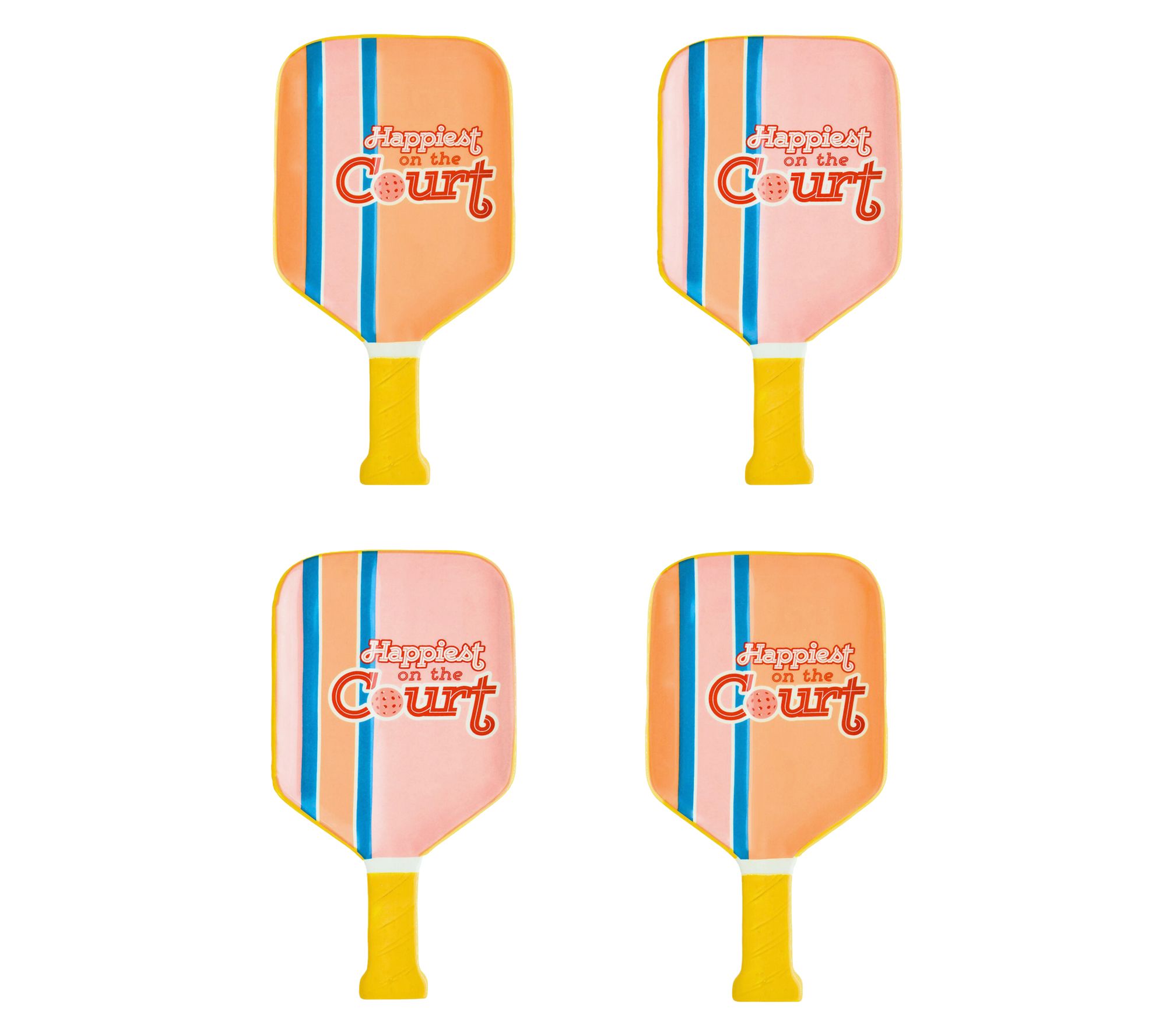 Godinger League Pickle Ball Appetizer Plate, Set of 4