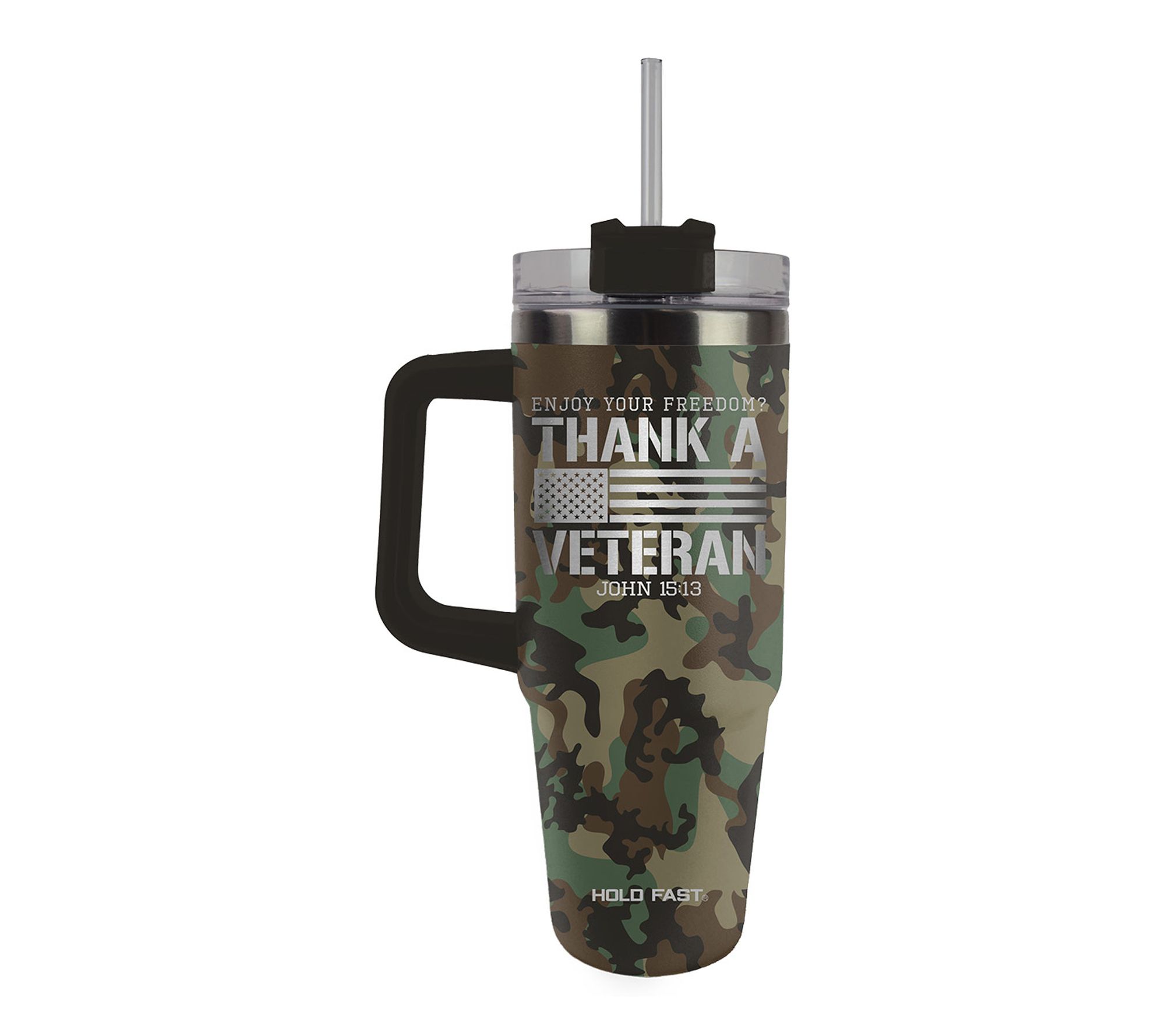 HOLD FAST 30 oz Stainless Steel Mug With Straw