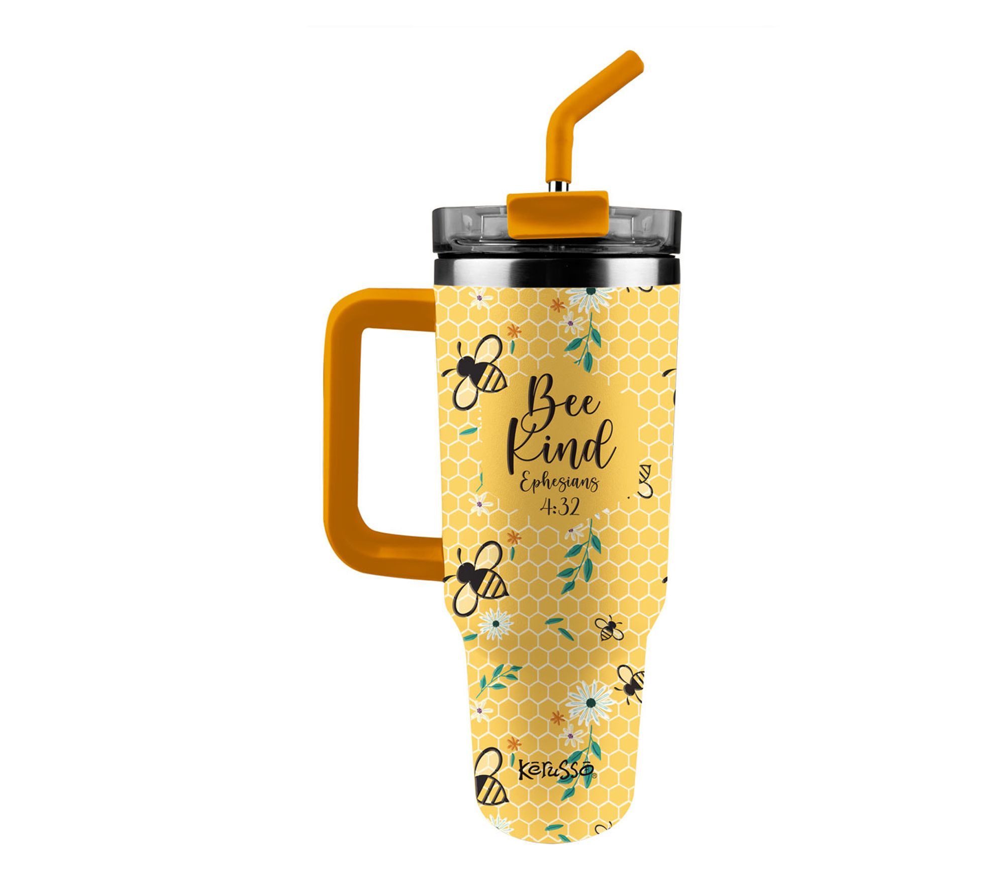 Kerusso 40 oz Stainless Steel Mug With Straw