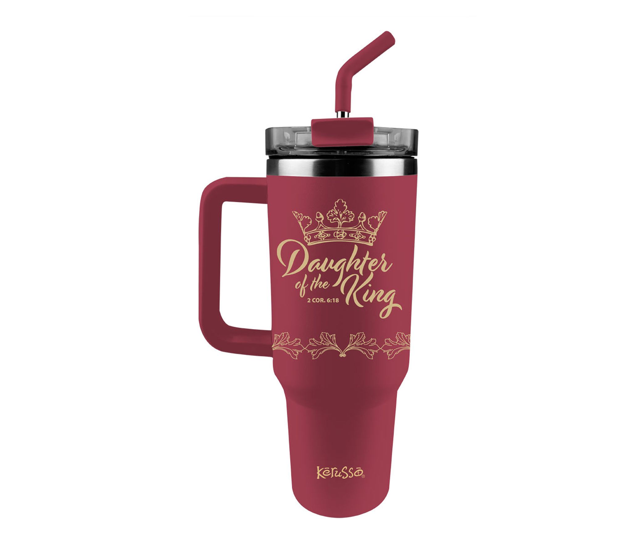 Kerusso 40 oz Stainless Steel Mug With Straw