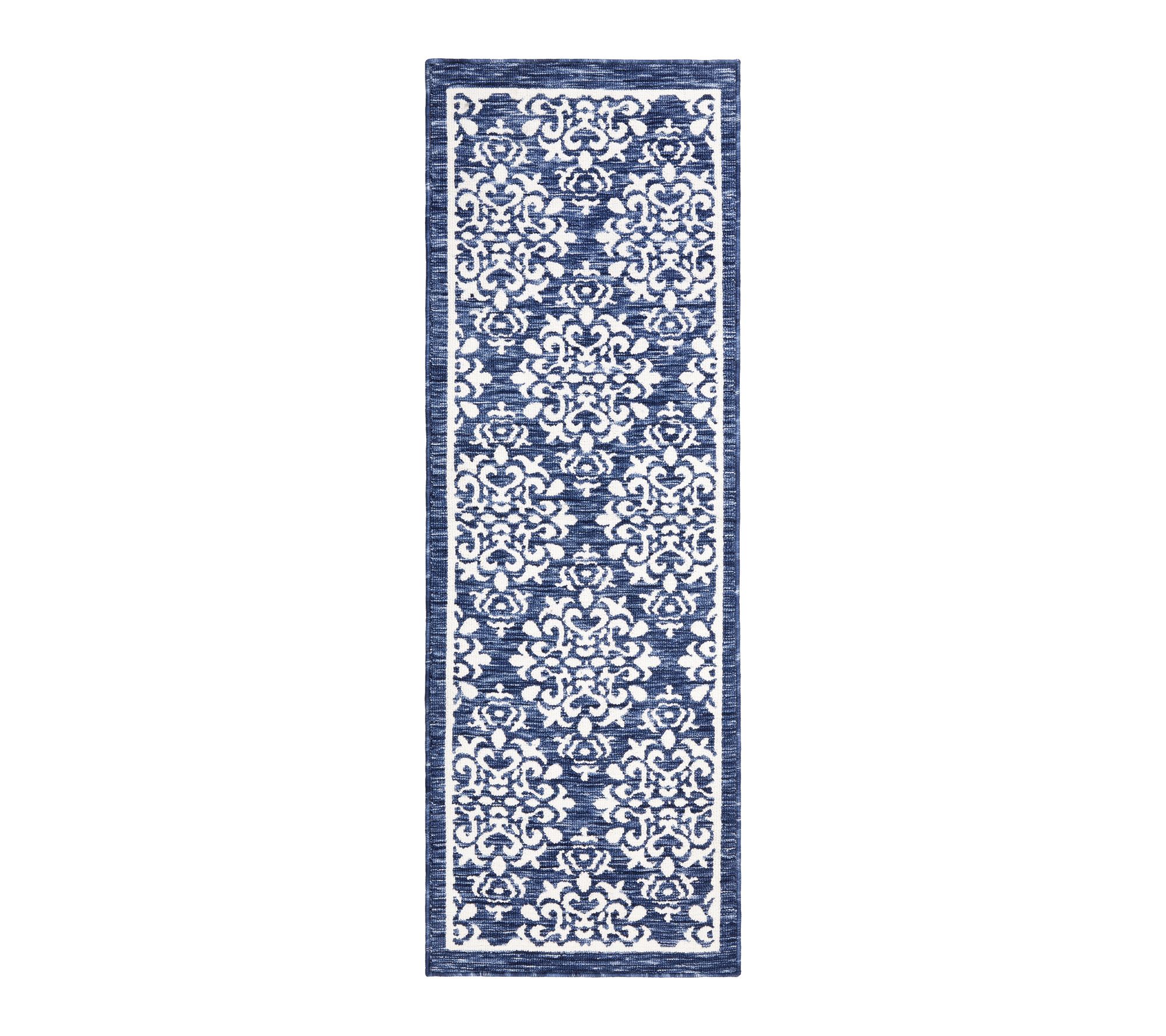 TCLI Walker Damask Medallion Washable 24"x72" Kitchen Mat