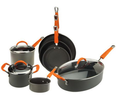  Rachael Ray Hard Anodized Nonstick 5-Quart Oval Saute Pan with  Glass Lid, Orange: Home & Kitchen