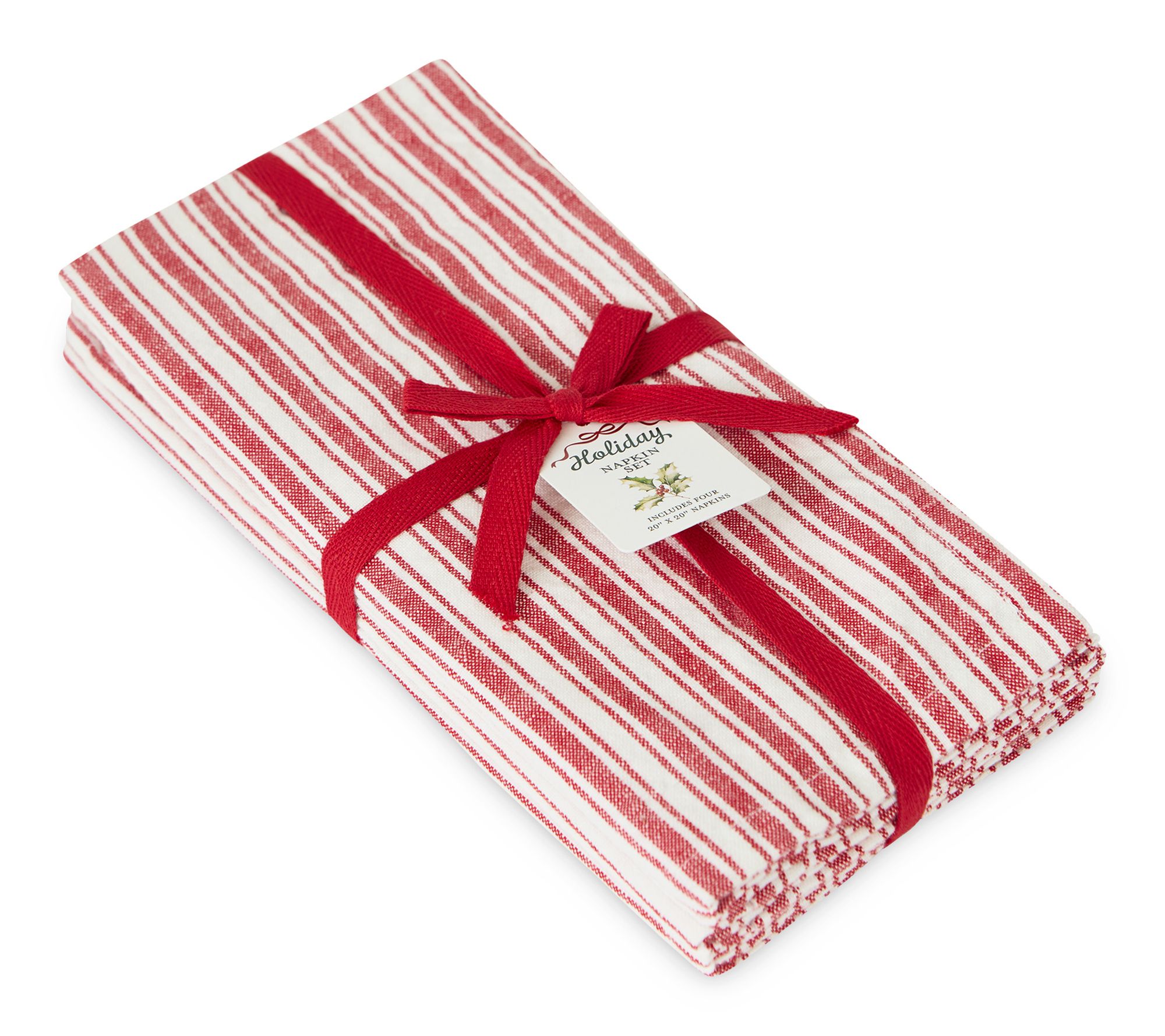 Design Imports Set of 4 Candy Cane Stripe Napkins