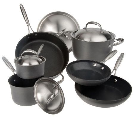 Technique 10-pc Hard Anodized Dishwasher Safe Cookware Set w/ Color Smart 