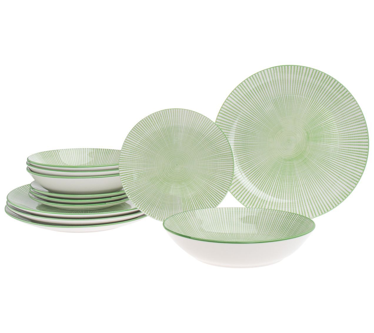 Godinger Laura Green Porcelain 12 Piece Dinnerw re Set