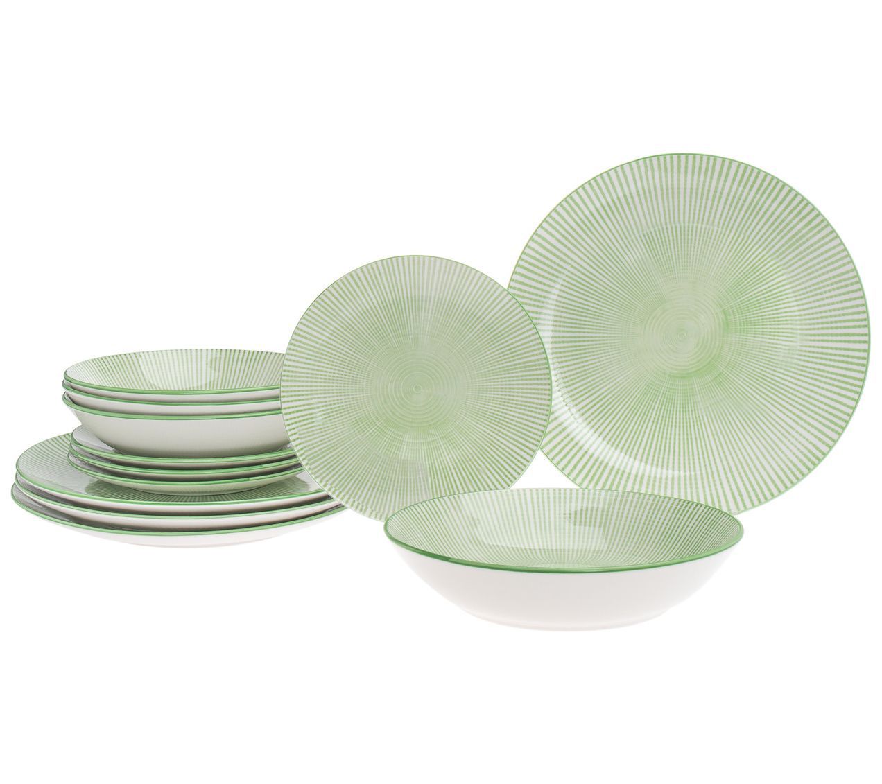 Godinger Laura Green Porcelain 12 Piece Dinnerware Set