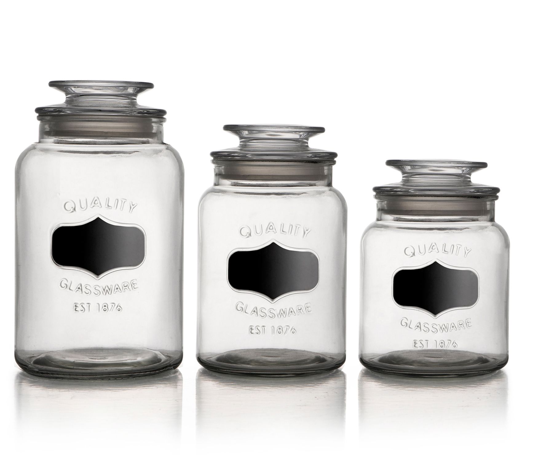 American Atelier Canister Set 3-Piece Glass Jars in Small, Medium