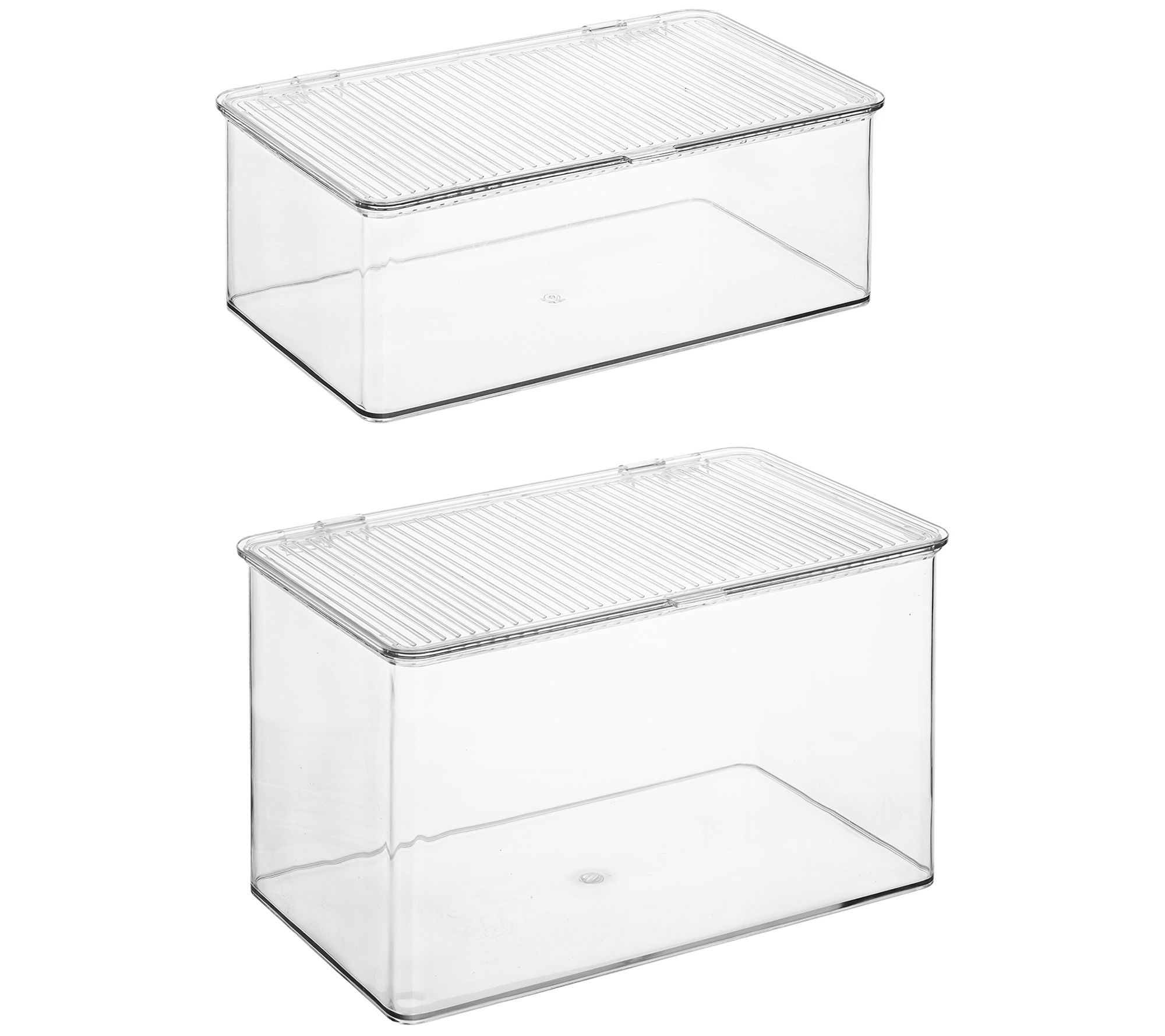 Sorbus 2 Plastic Storage Bins, Clear Kitchen, Pantry, and Bathroom Organizer with Lids and Handles