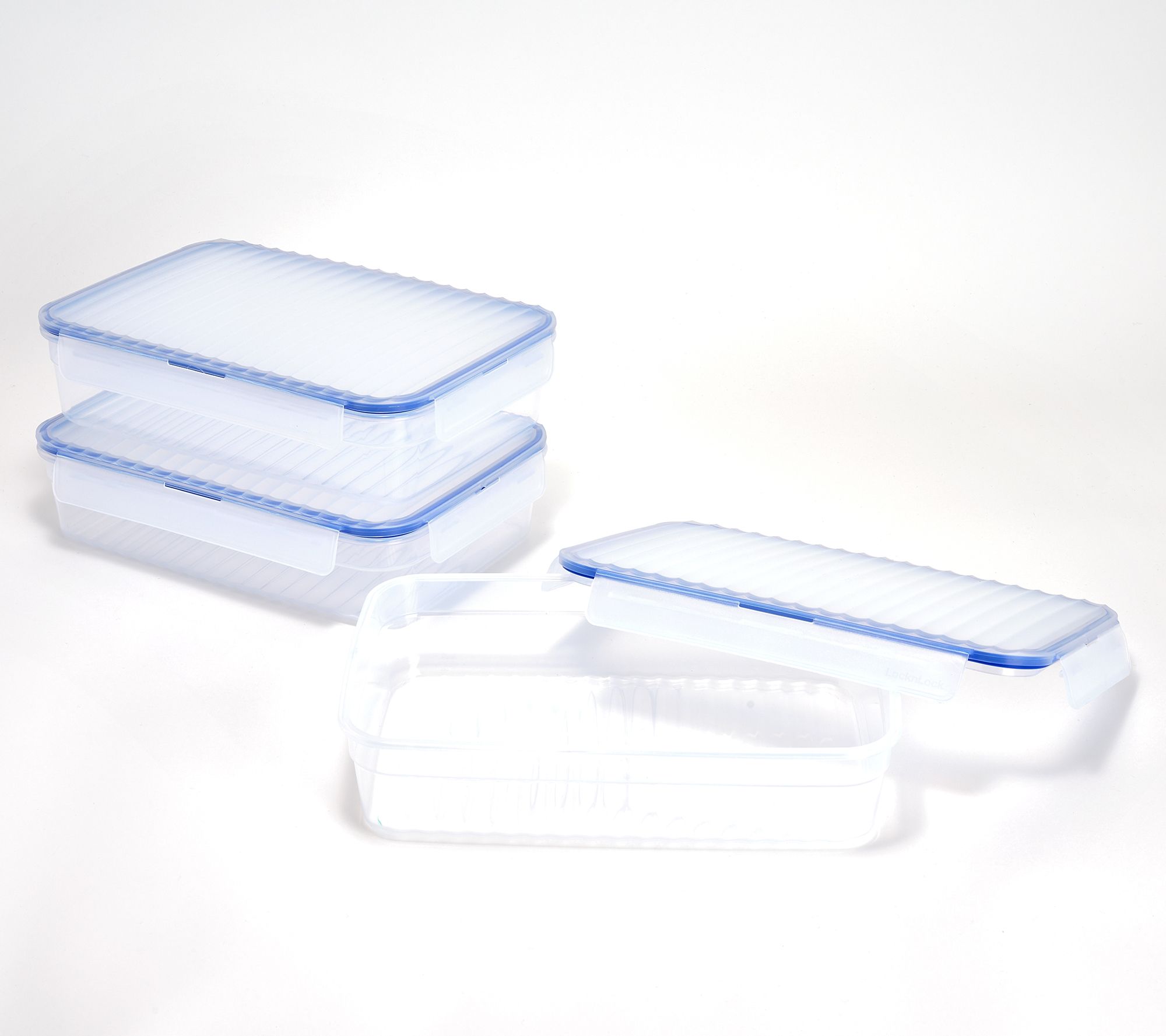 LocknLock Set of (3) 9-Cup Wave Rectangle Storage Set