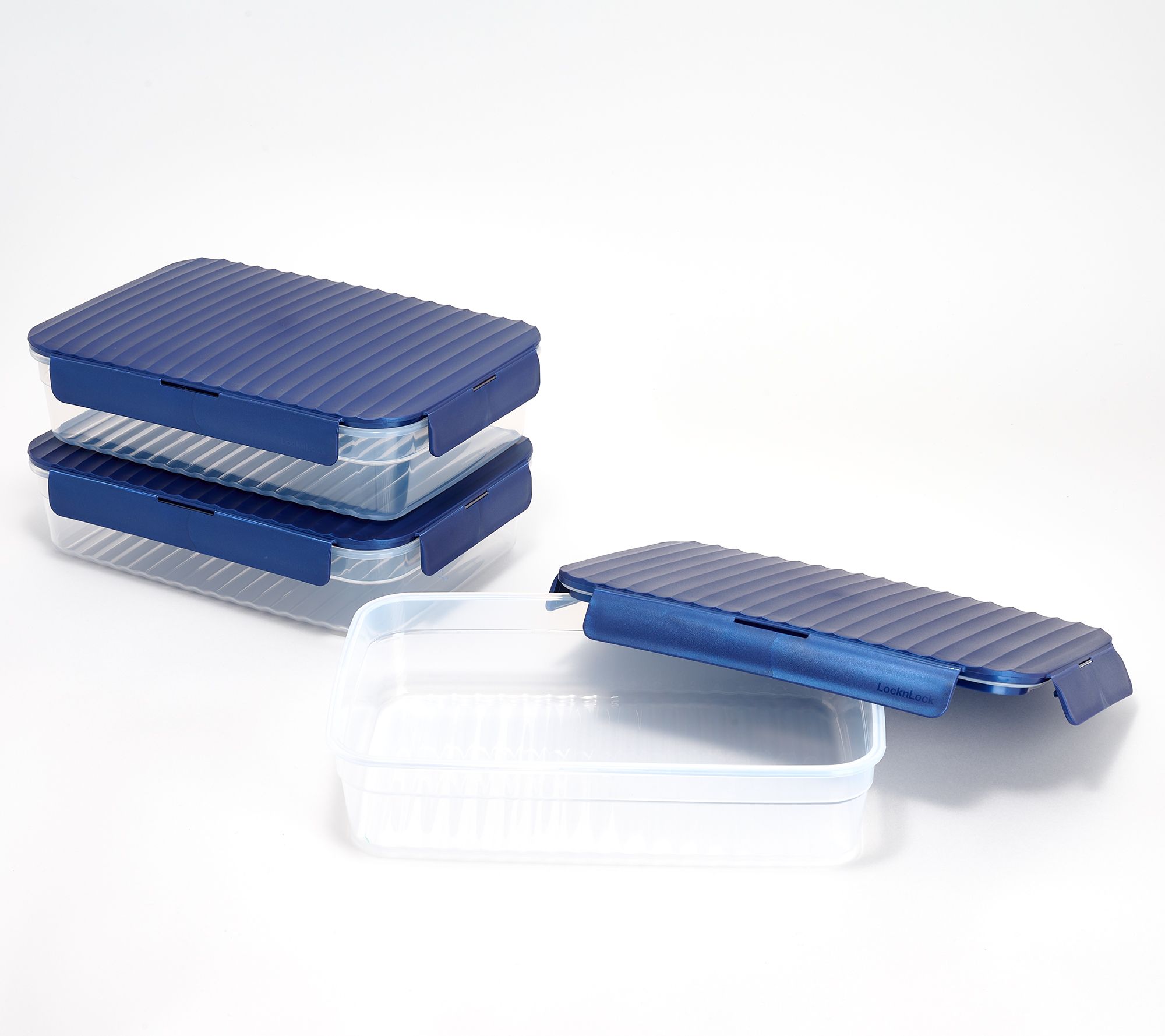 LocknLock Set of (3) 9-Cup Wave Rectangle Storage Set