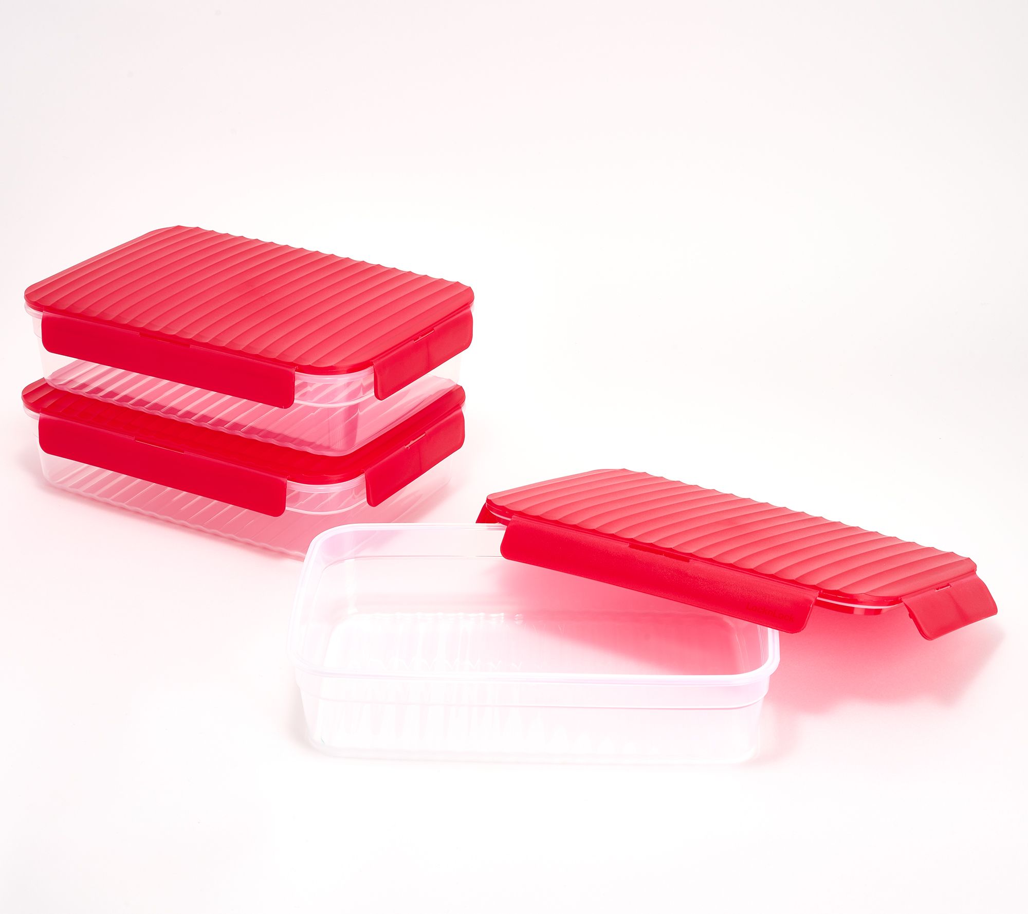 LocknLock Set of (3) 9-Cup Wave Rectangle Storage Set