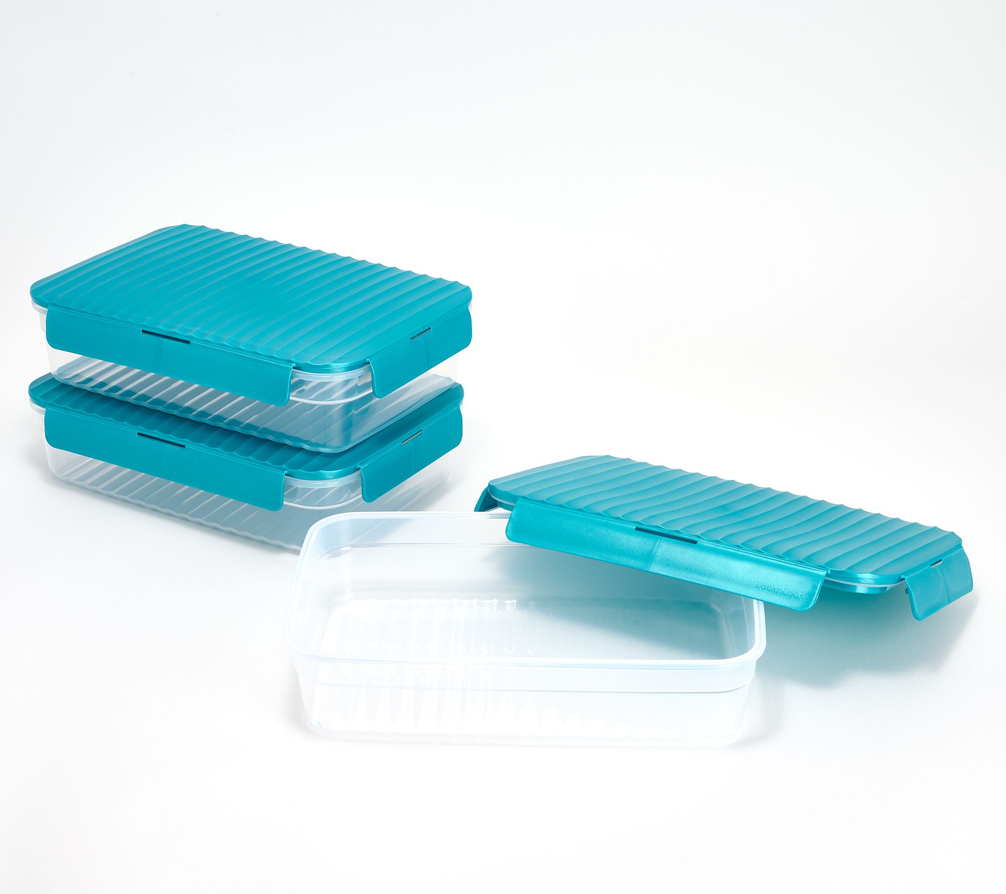 LocknLock Set of (3) 9-Cup Wave Rectangle Storage Set