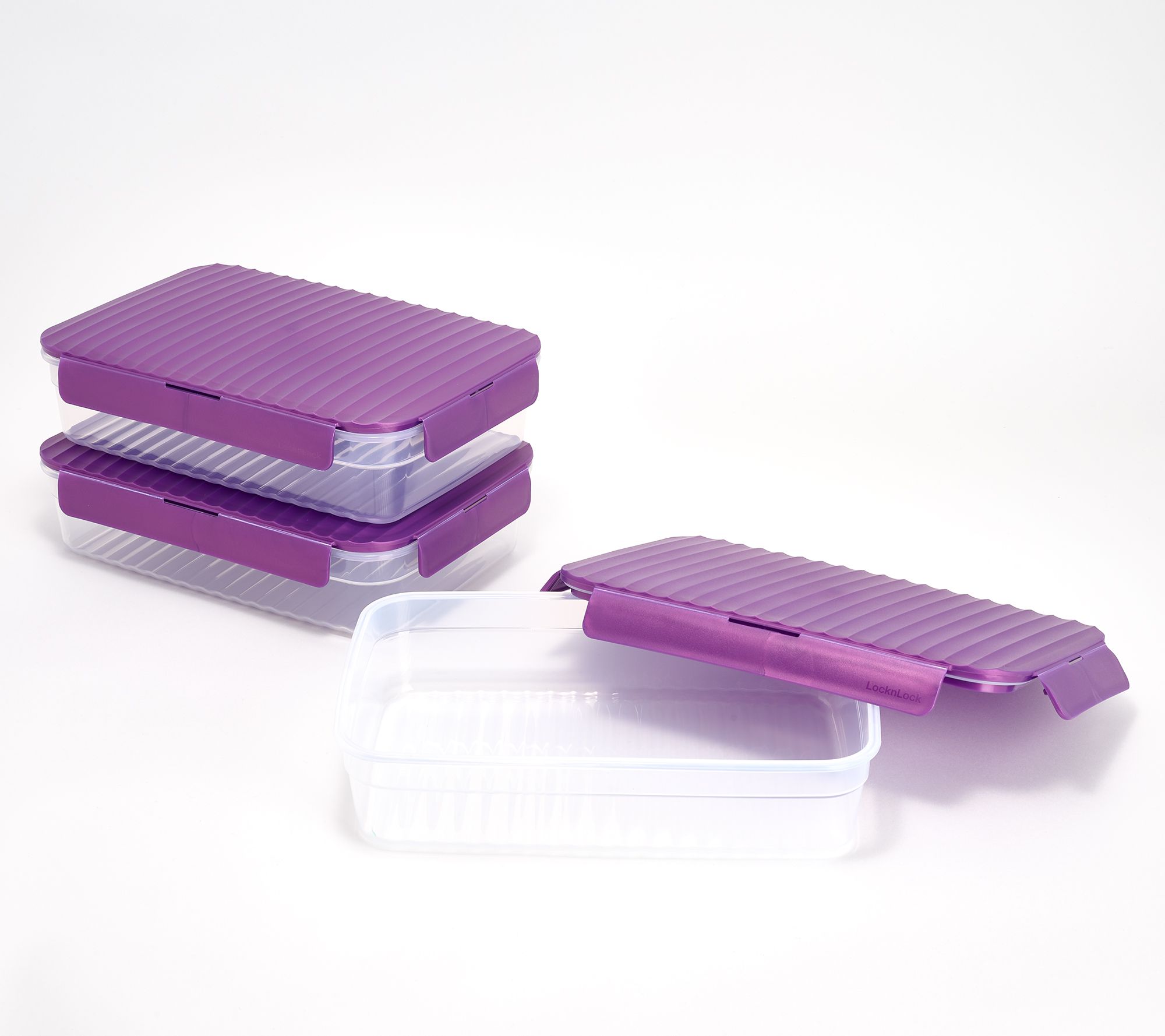 LocknLock Set of (3) 9-Cup Wave Rectangle Storage Set