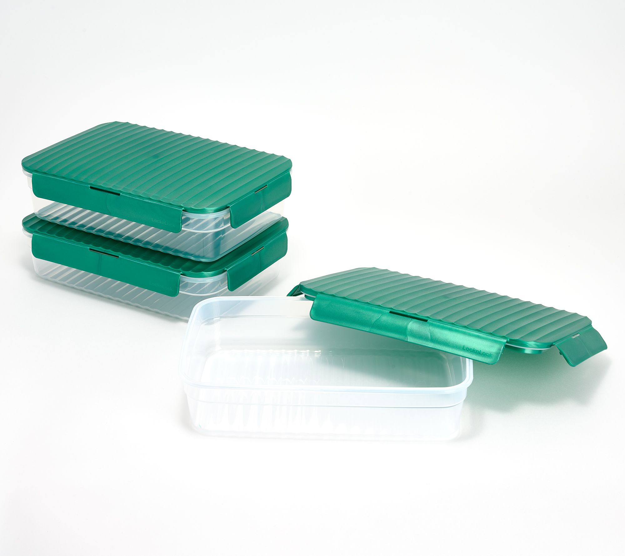 LocknLock Set of (3) 9-Cup Wave Rectangle Storage Set