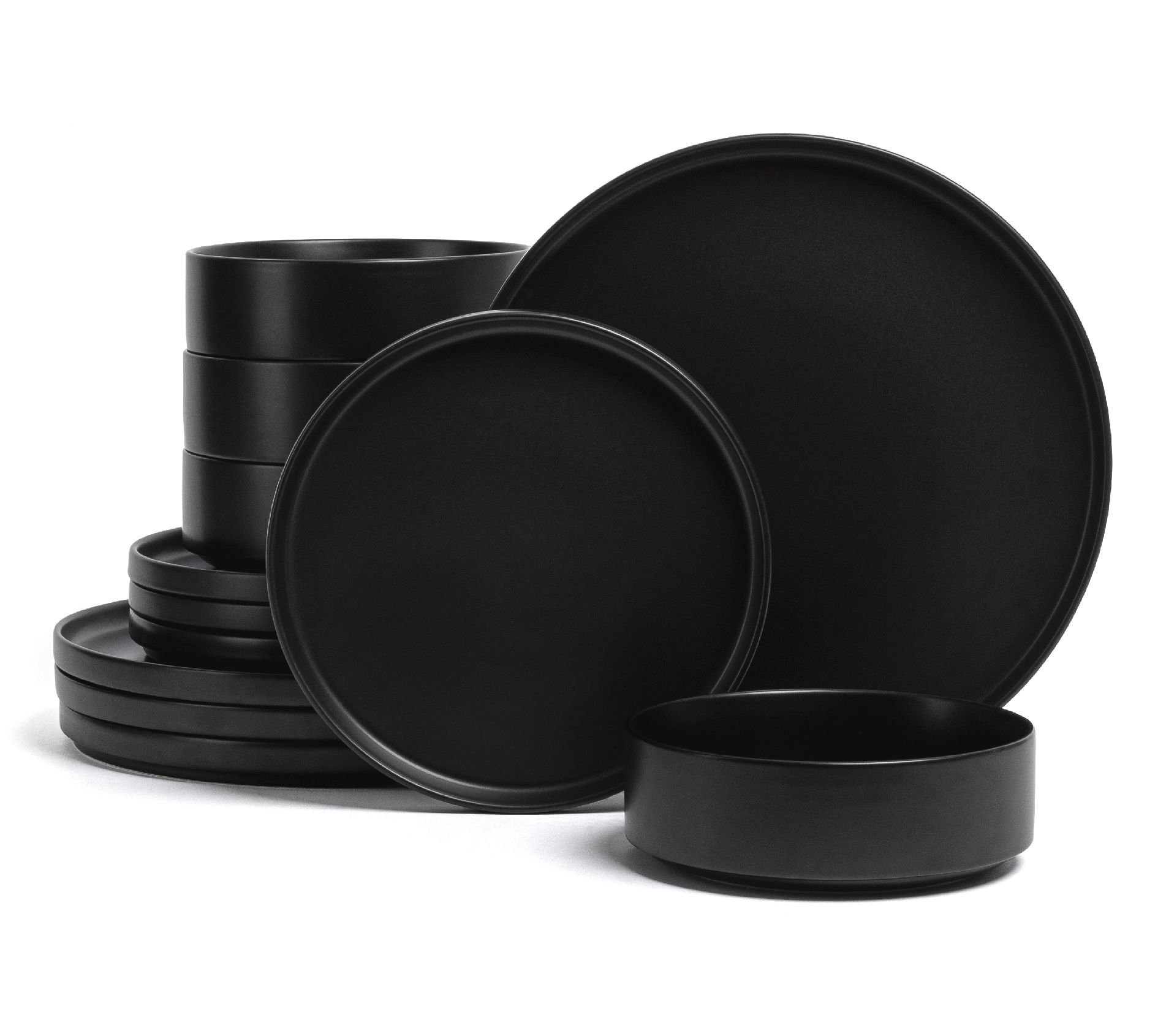 over&back Stackable 12-Piece Semi-Matte Stoneware Dinnerware