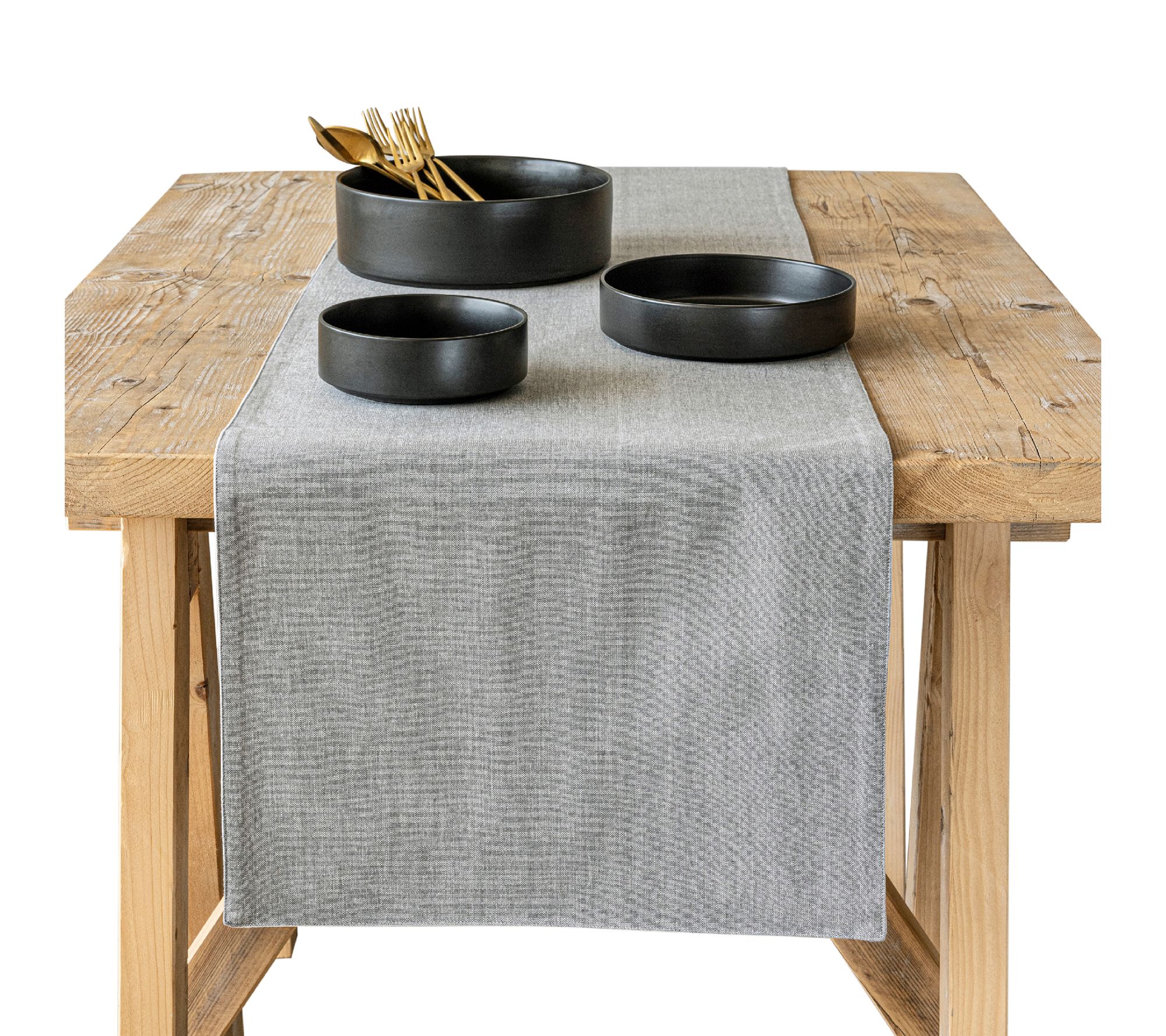 over&back Woven Chambray Cotton Table Runner- Machine Washabl