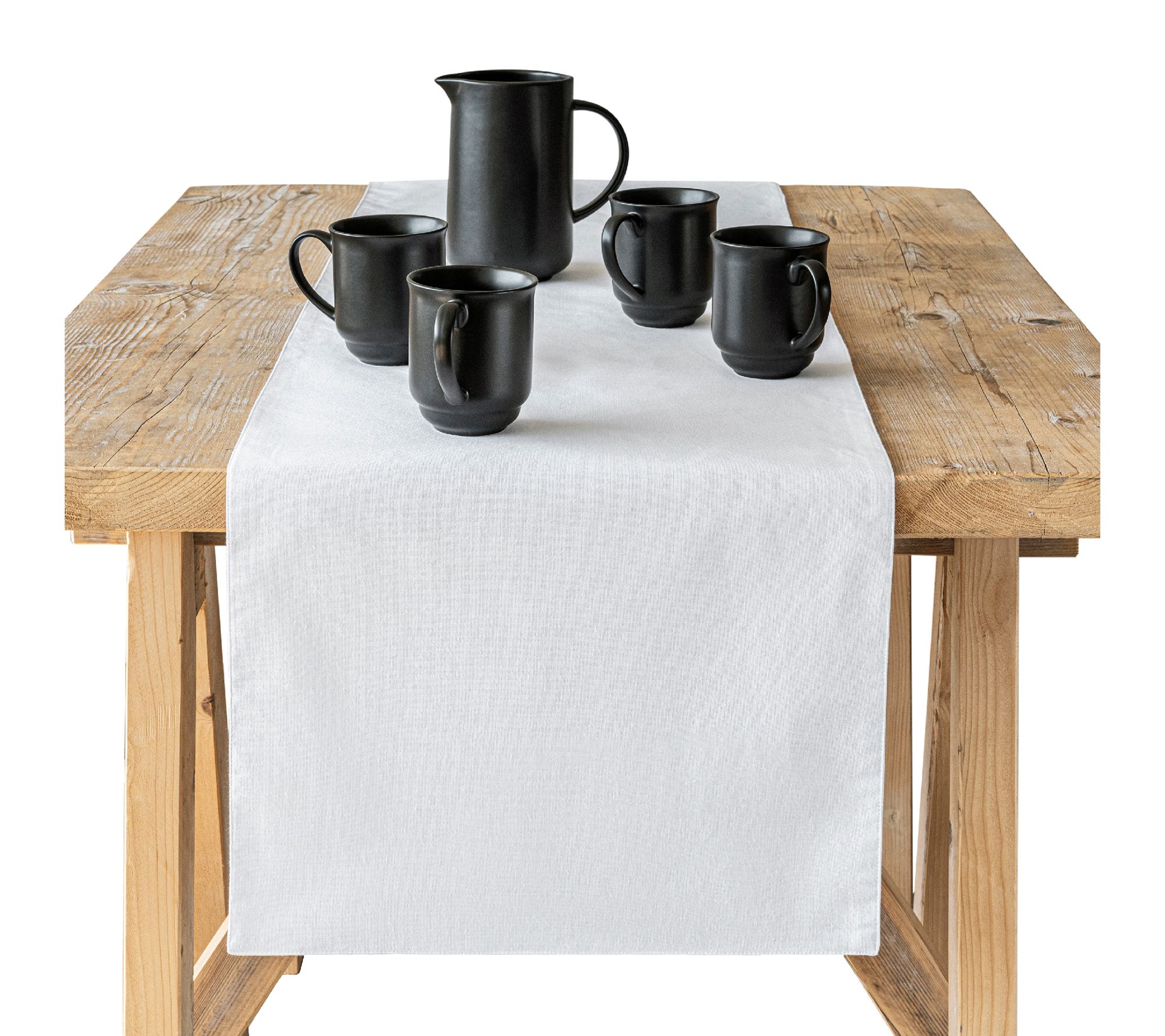 over&back Woven Chambray Cotton Table Runner- M achine Washabl