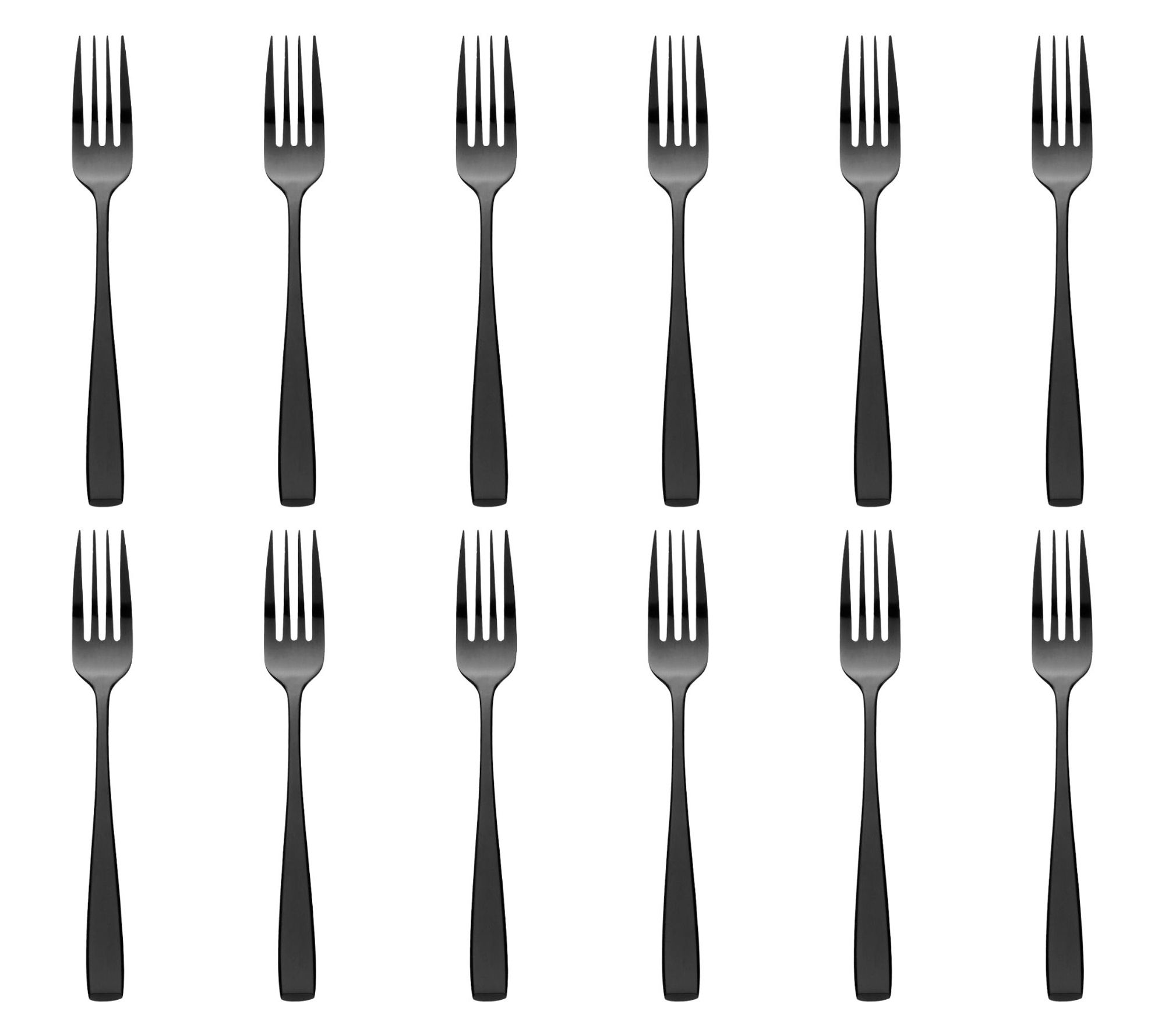 Godinger Set of 12 Chisel Matte Black 18/0 SS Dinner Forks