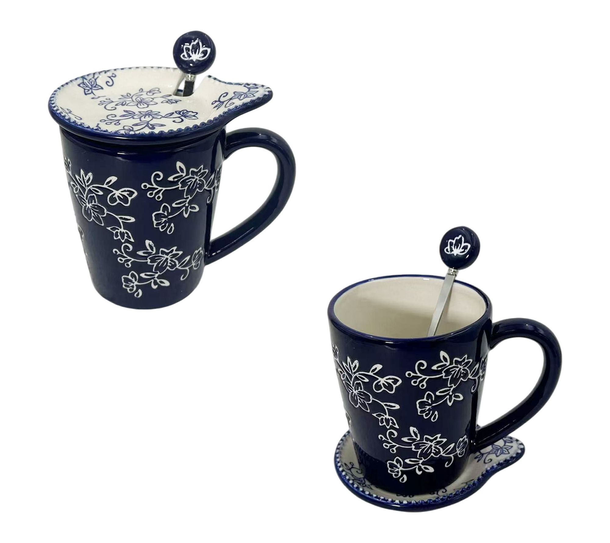 Temp-tations Set of (2) 16-oz Lidded Mugs with Spoons