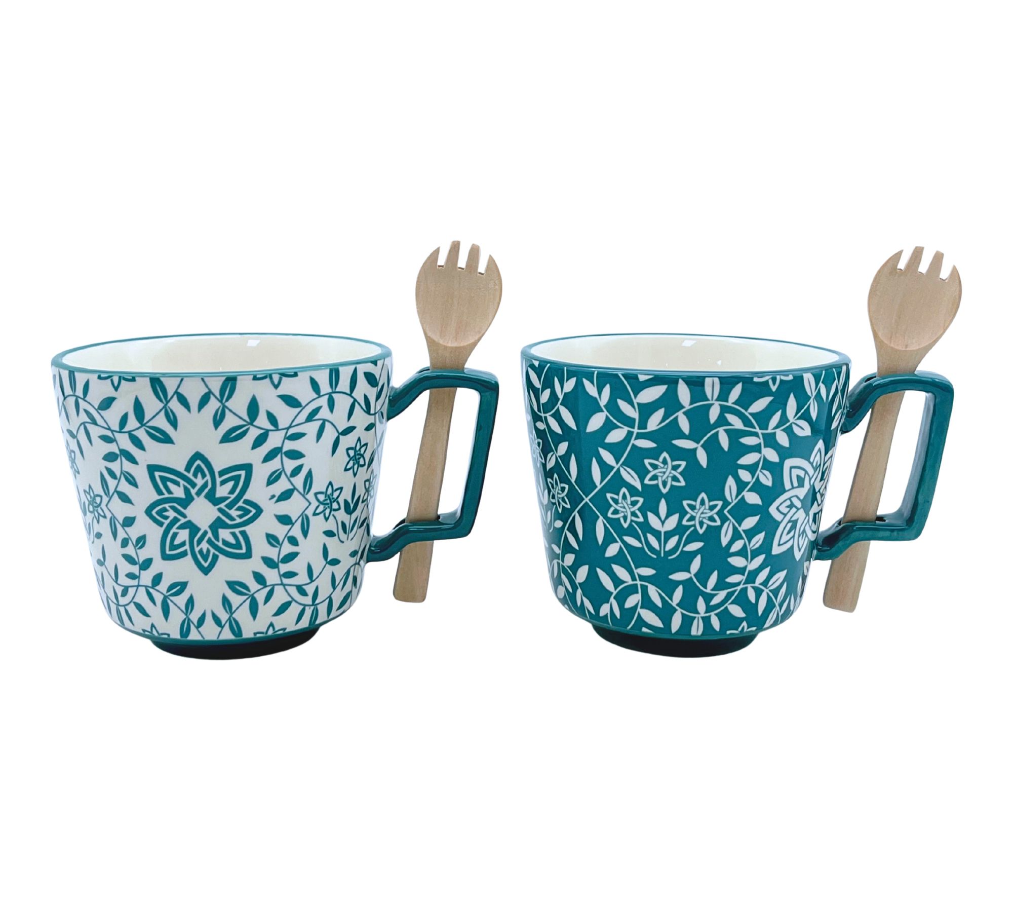 GemmaMade Set of 2 16-oz Microwave Magic Mugs w/ Sporks