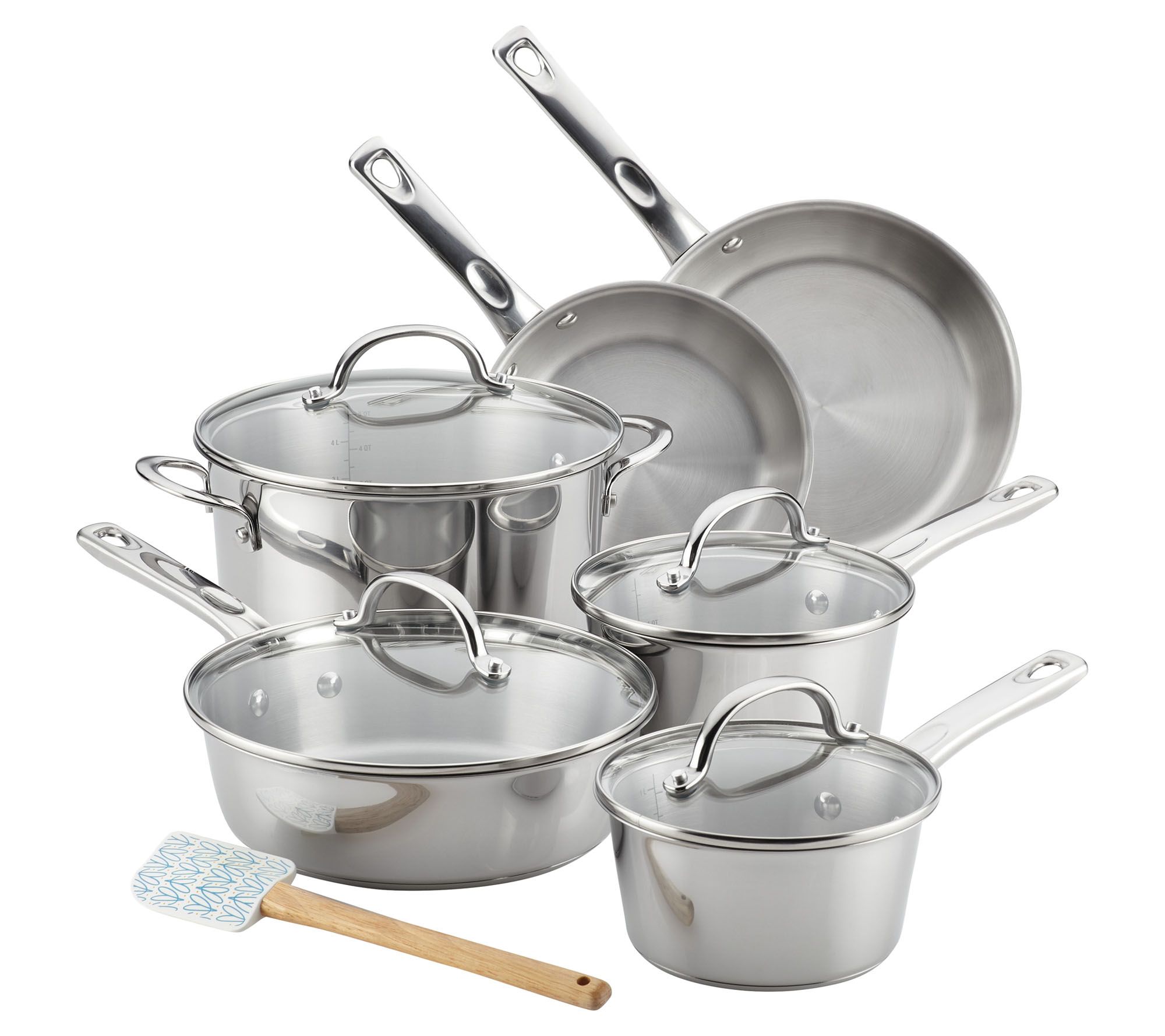 Gourmet by Bergner - 12 PC Stainless Steel Pots and Pans Cookware Set, 12 Pieces, Polished