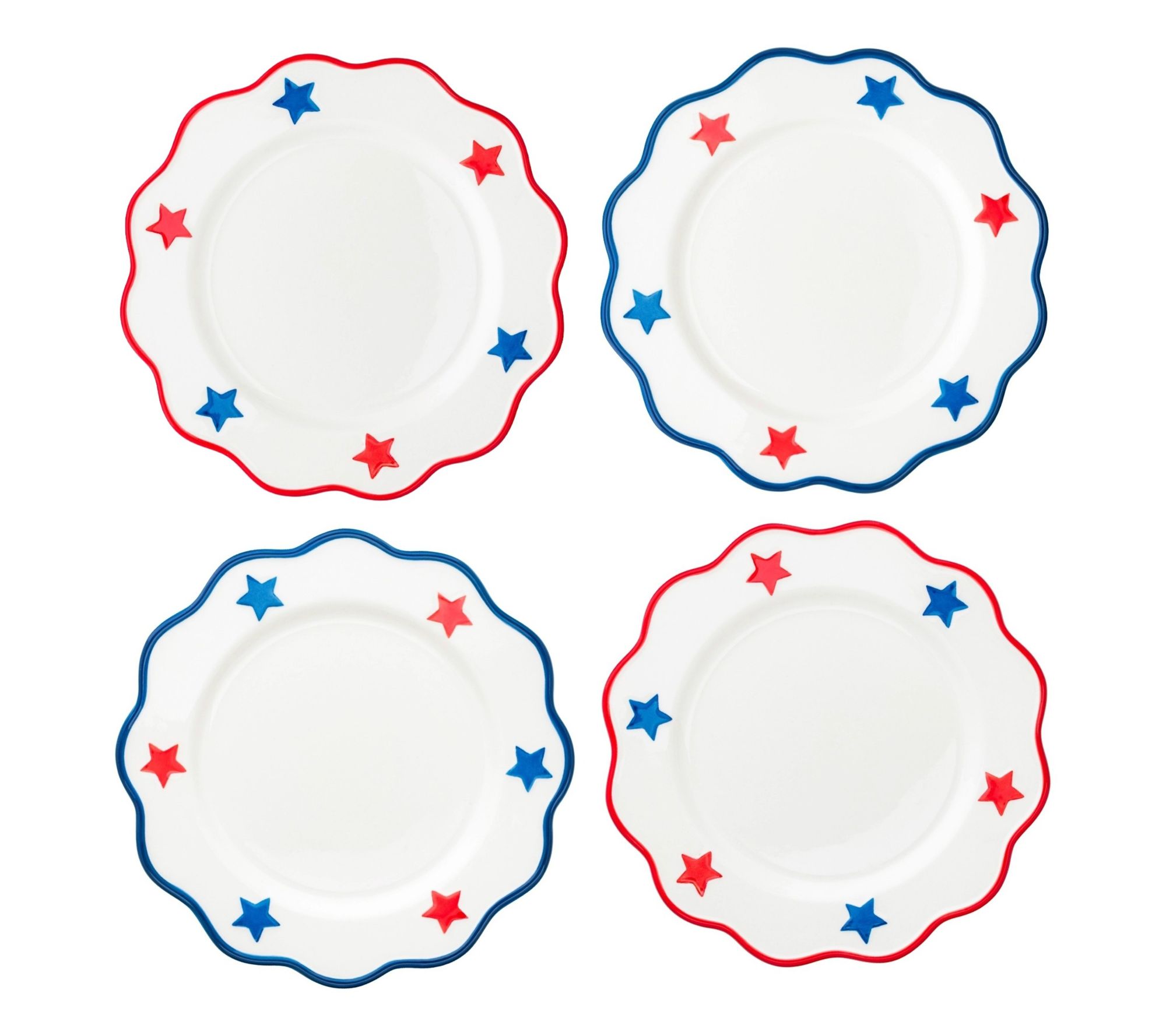 10 Strawberry Street Star-Spangled Serve Salad Plates, Set of