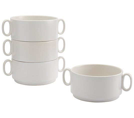 Tabletops Gallery Chef Stack 4-Pc 34-oz White Stackable Bowls