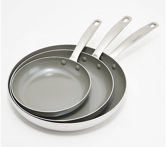 GreenPan 3-pc Ceramic Nonstick Stainless Steel Fry Pan Set