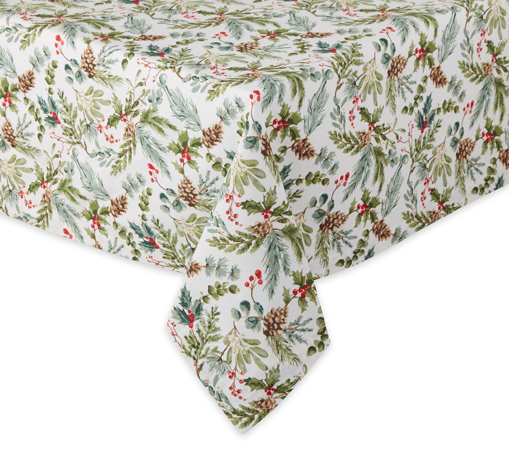 Design Imports Heritage Holiday Sprigs Tablecloth 52x52 - QVC.com