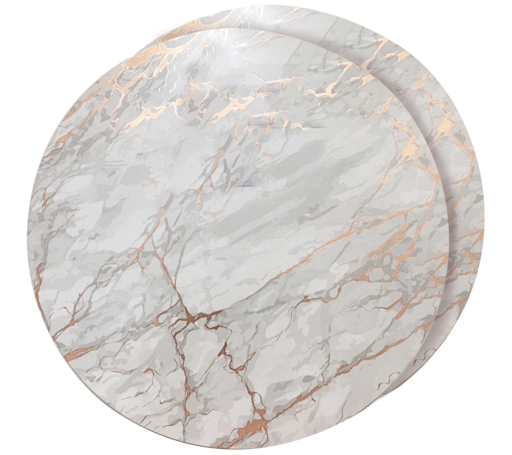 Dainty Home Set of (2) 15" Marble Cork Round Placemats