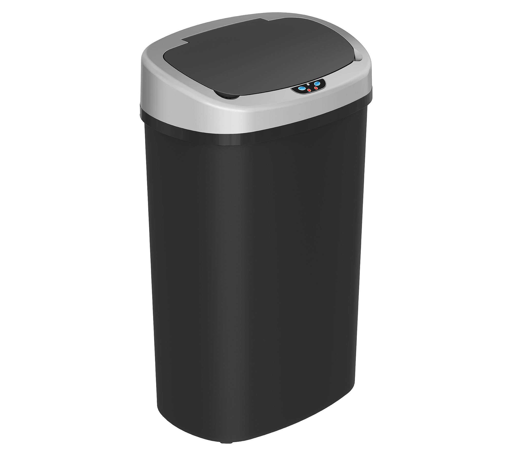 iTouchless 13 Gal Plastic Sensor Trash Can, Ova l, Black