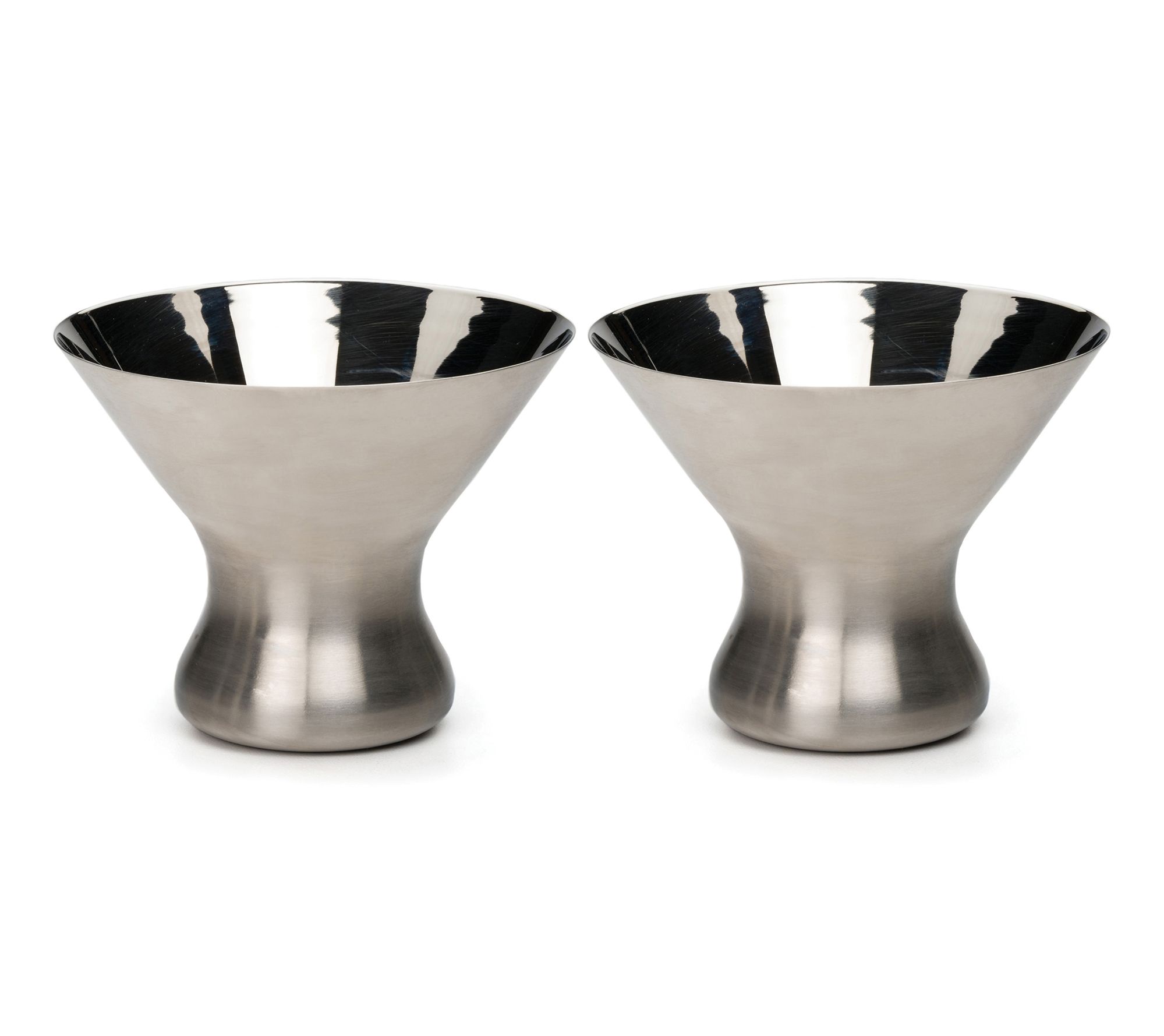 RSVP Stemless Stainless Steel Martini Glasses,Set of 2