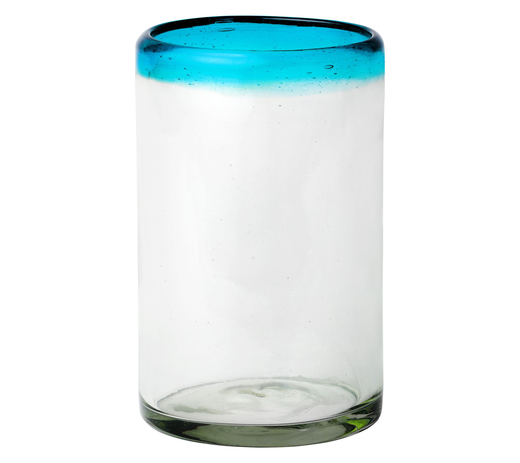 10 Strawberry Street Aqua Rim Mexican Glass, Hiball