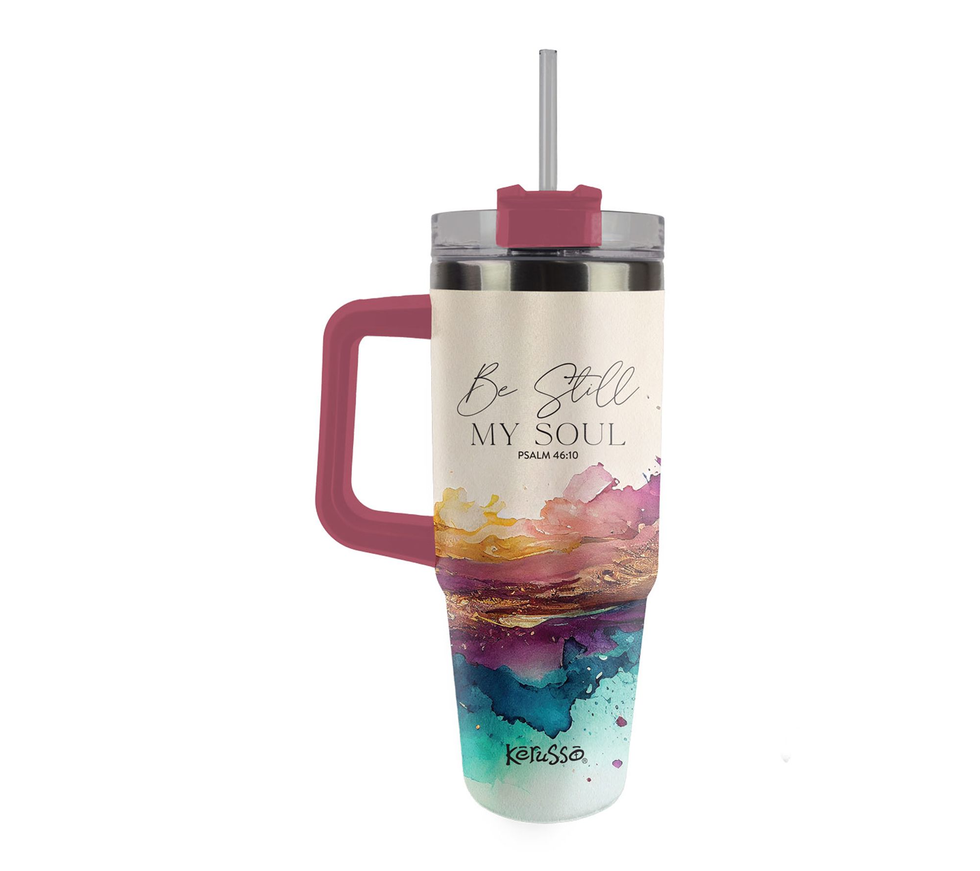 Kerusso 30 oz Stainless Steel Mug With Straw