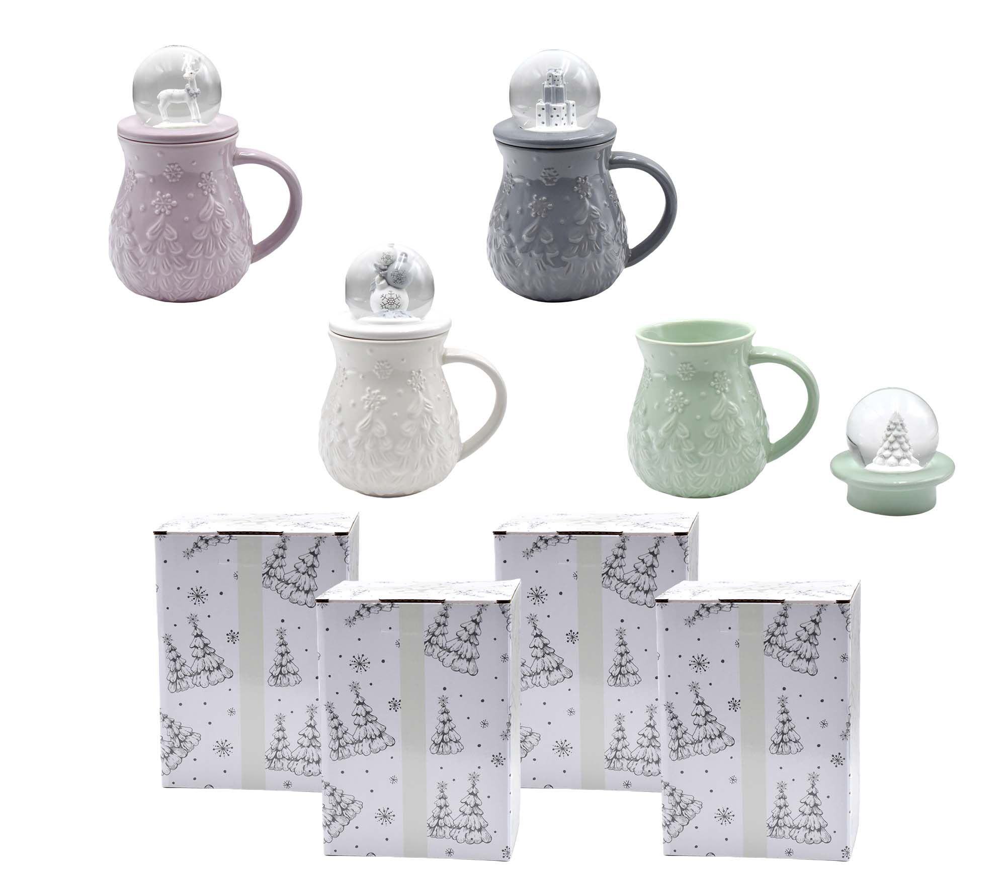 "As Is" Temp-tations Set of (4) 16-oz Mugs with Snow Globe Lids