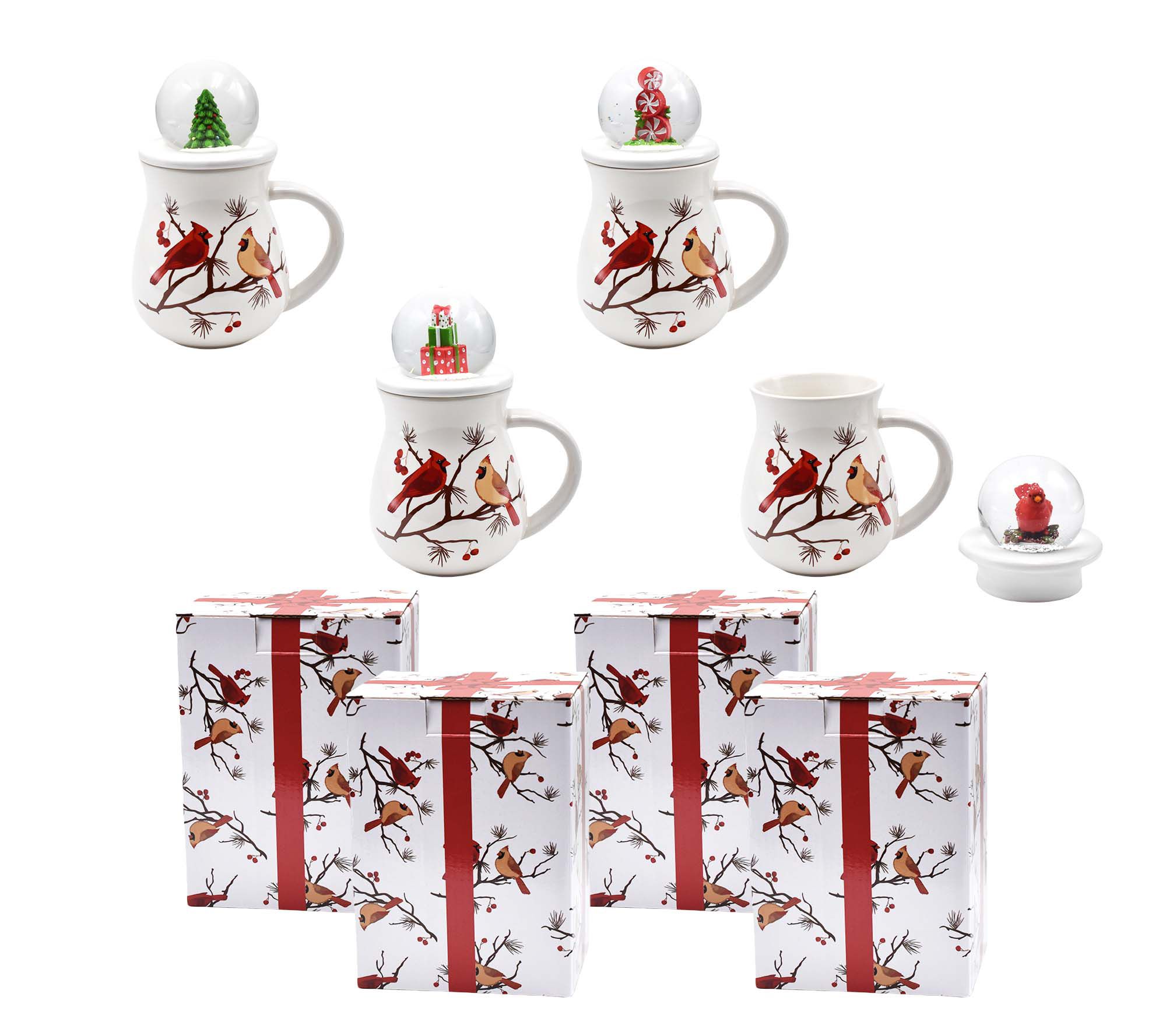 "As Is" Temp-tations Set of (4) 16-oz Mugs with Snow Globe Lids